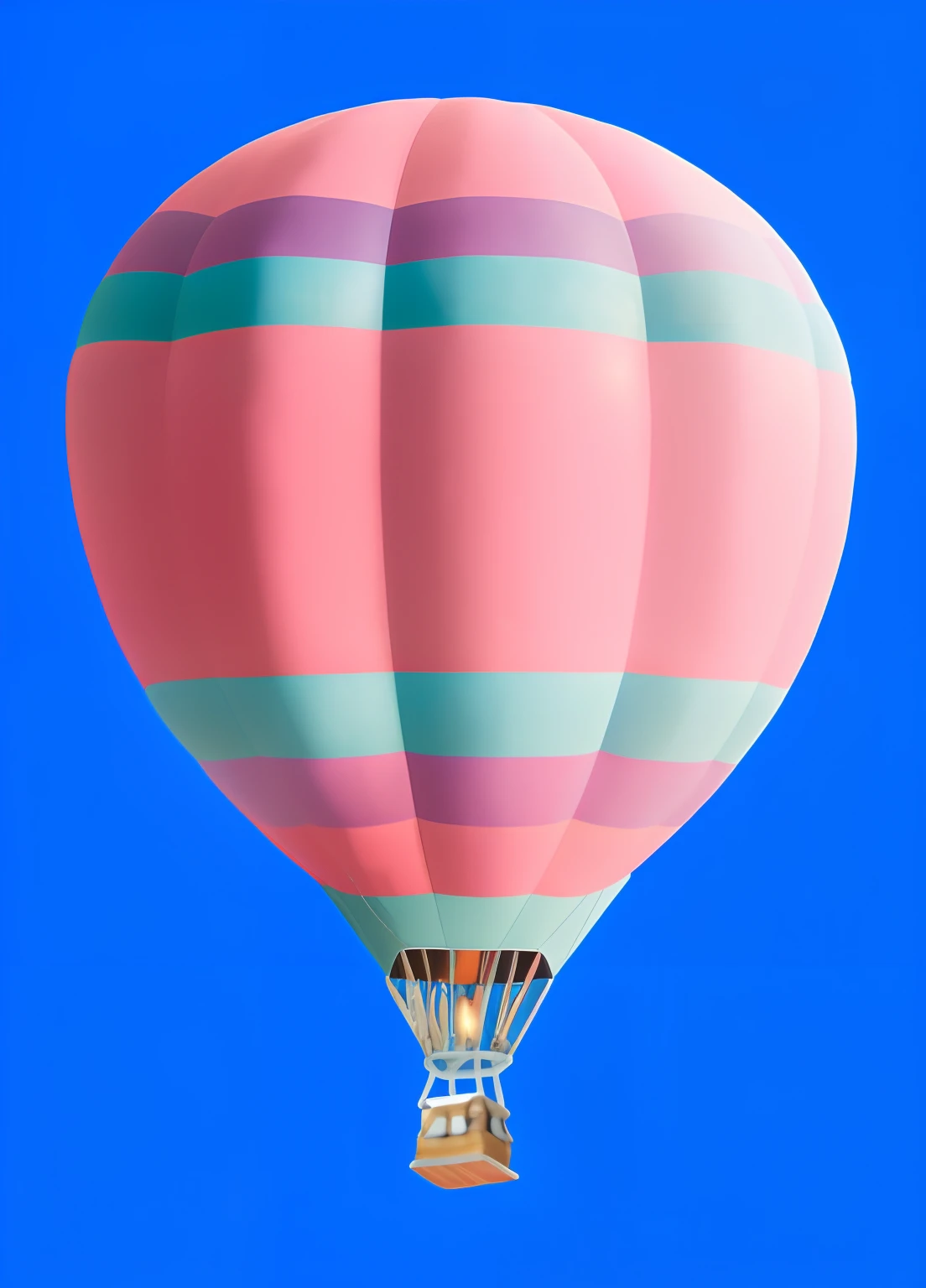 There is a pink and blue hot air balloon flying in the sky, hot air balloon, as an air balloon, balloon, Large pink sphere high in the sky, Cores rosa e azul, Esquema de cores azul e rosa, Cores azul e rosa, hot air balloons, cor rosa e azul, rosa e azul, vibrant pastel colors, tons de rosa e azul