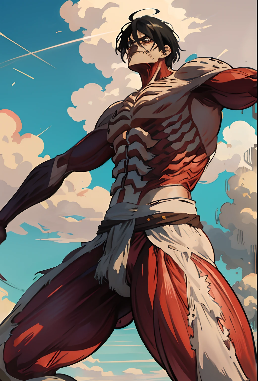 In the crossover concept of a "Giant Luffy" in the world of "Attack on Titan," Luffy's character would take on a colossal and awe-inspiring form. Towering over Titans, his enormous frame would be a blend of his iconic appearance and the formidable size of the Titans. With his straw hat still perched atop his head, his rubbery limbs would stretch and adapt, allowing him to grapple and maneuver with unparalleled agility. This gigantic version of Luffy would radiate determination and courage, embodying the spirit of both universes as he confronts the Titan threat head-on.