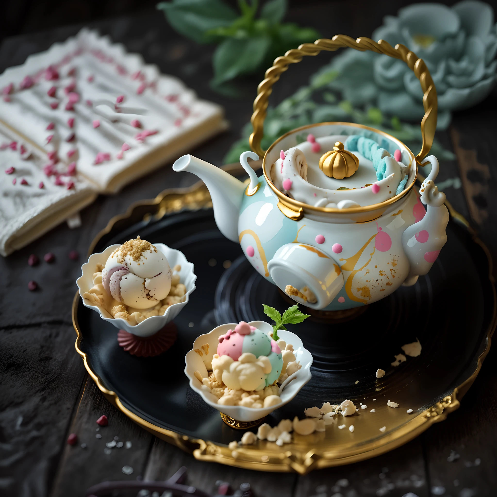 Ice cream style teapot teacup