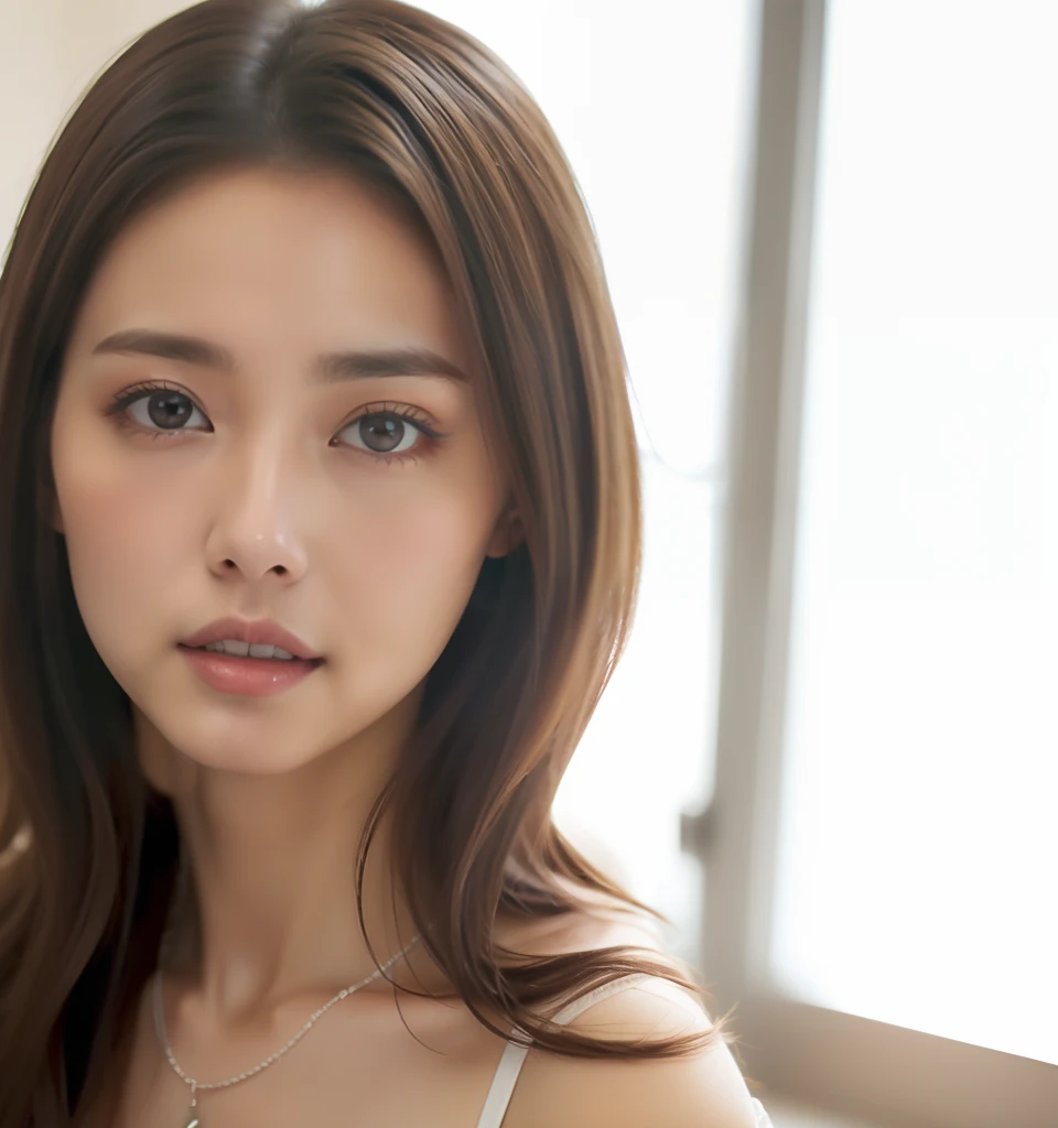 White bra、a necklace、Beautiful collarbone、(((small tits)))