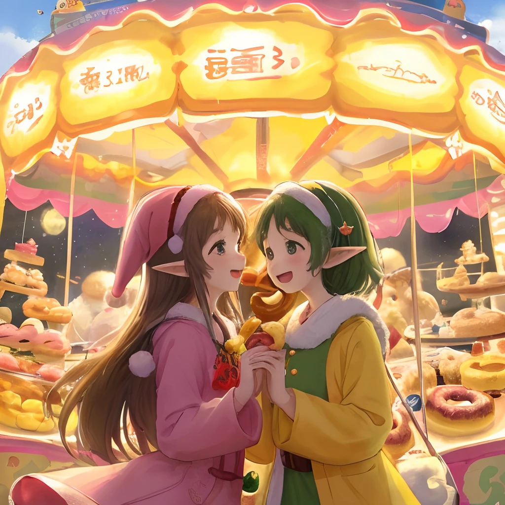Welcome to Sweet Donut Land!In this fantasy world full of laughter,The children wore big smiles,Hand in hand,Form a cheerful circle。They are like happy elves,Sing and dance on a colorful carousel,And delicious donuts are a source of their joy。In the gentle breeze,The sound of laughter is intertwined with the taste of joy,It's like making the whole world sweet。Let's join this innocent feast together,Enjoy the joy of sharing sweet time with your friends!