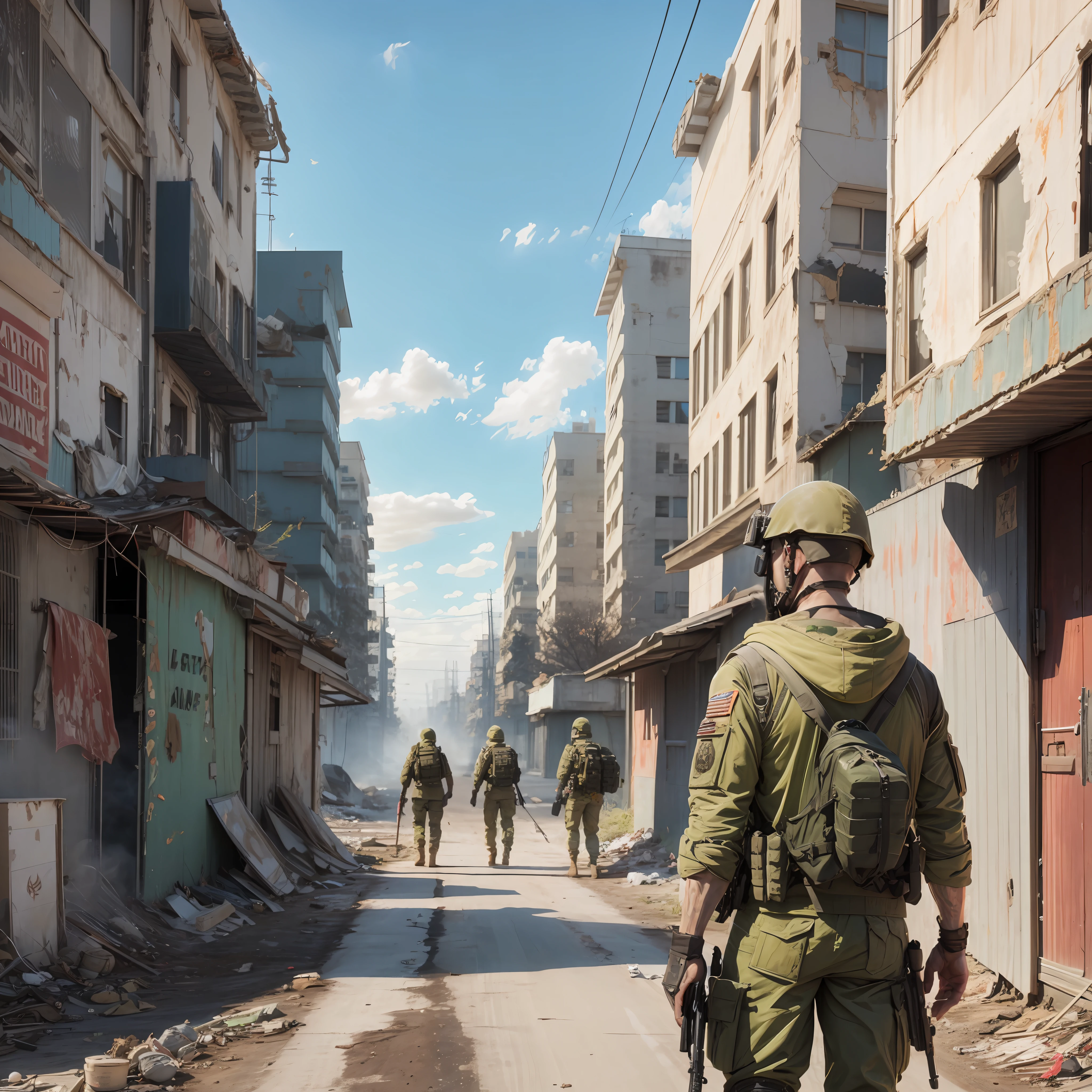 soldiers, post-apocalypse, 4k, faded colors, hood