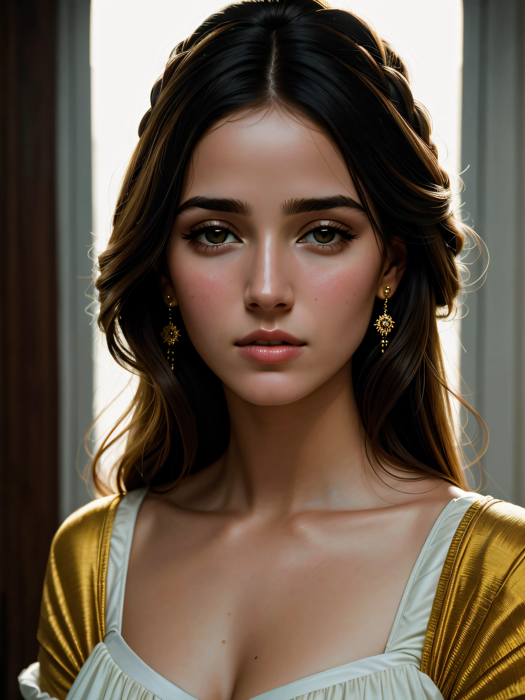 mulher com cabelos longos, foto retrato suave 8 k, beautiful portrait lighting, medium portrait soft light, cinematic portrait, foto de uma mulher bonita, beautiful fine face features, , retrato de beleza detalhado, rosto bonito fotorrealista, retrato de alta qualidade, rosto perfeitamente iluminado, lindo retrato do rosto, mulher jovem bonita, (inspirada em Isabelle Connolly do filme 'o rebanho':1.4), (de corpo inteiro:1.4)