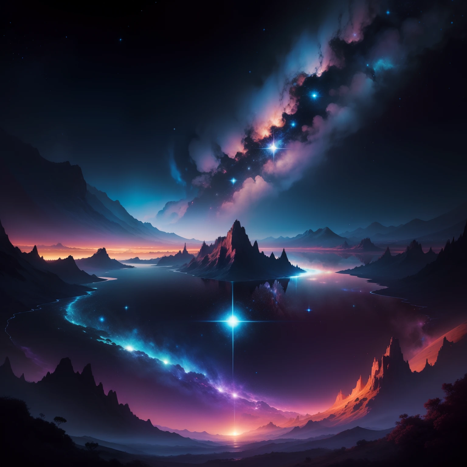 Paisagem , universo, cosmo , constellations , nebulosa , image of the mystical universe , fantasia, art abstrata