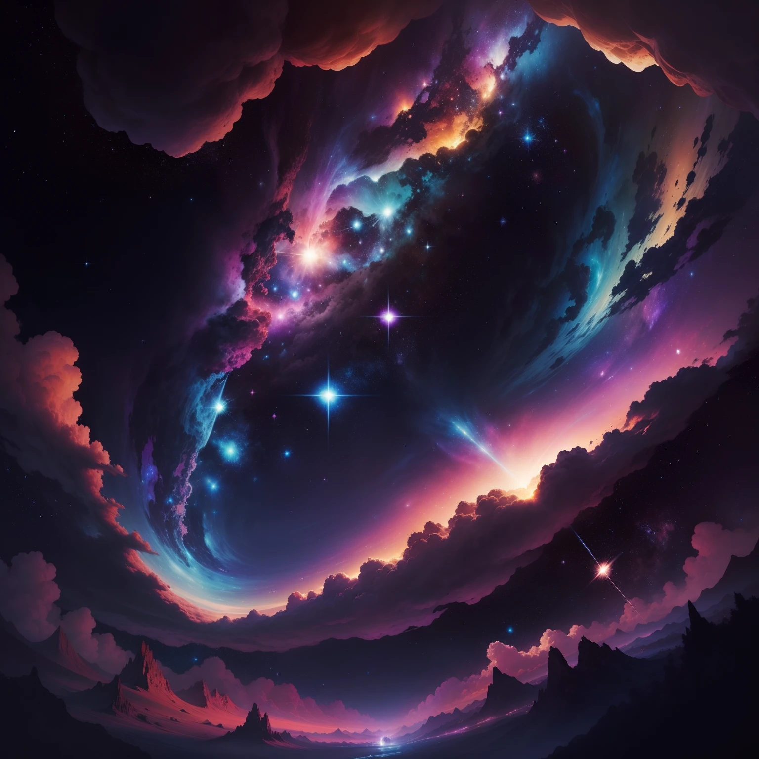 Paisagem , universo, cosmo , constellations , nebulosa , image of the mystical universe , fantasia, art abstrata