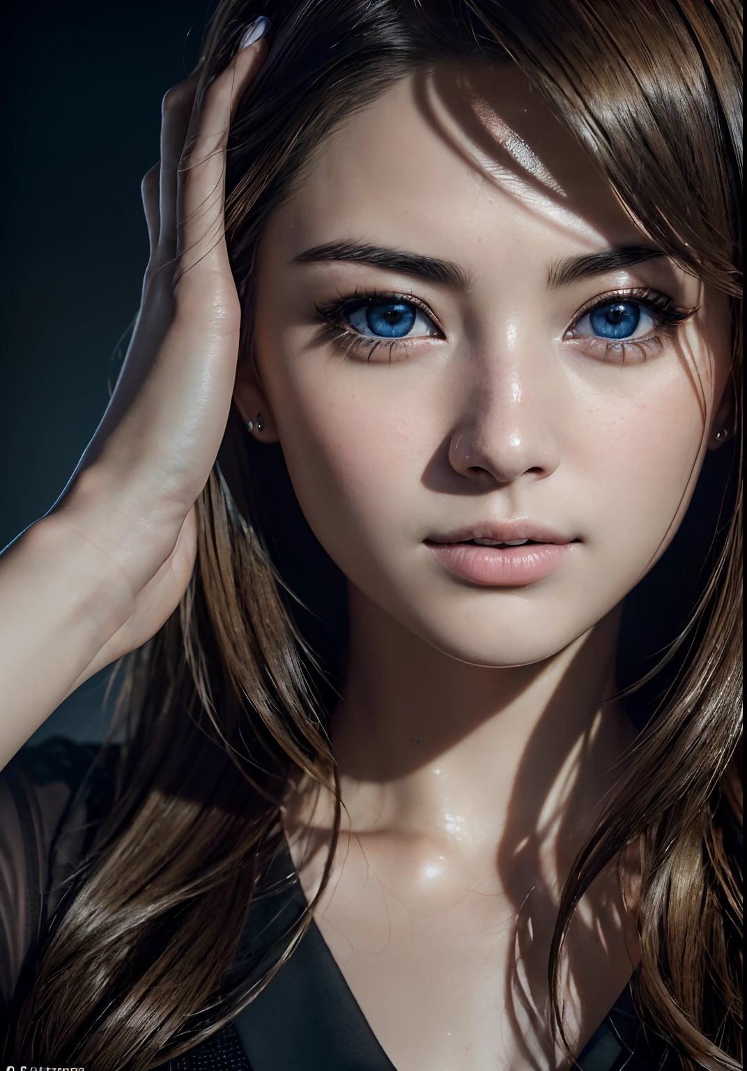 analog style, model shoot style, RAW close portrait of a 1girl, Band, Tzuyu ((beautiful face: 1.7, 
perfect face:1.3)), (from above:1.2), best quality, epic (by lee jeffries photo, sony a7, 50 mm, pores:1.5, colors, hyperdetailed:1.5, film grain:1.4,
hyperrealistic: 1.5), hyper-realistic lifelike texture, masterpiece, unreal engine 5, Extremely detailed CG unity 8k wallpaper, realistic eyes,
Madly detailed photo, (ecstasy of light and shadow, deep shadow), (Winner of the Pulitzer Prize for Photography and Taylor Wessing Photographic Prize)