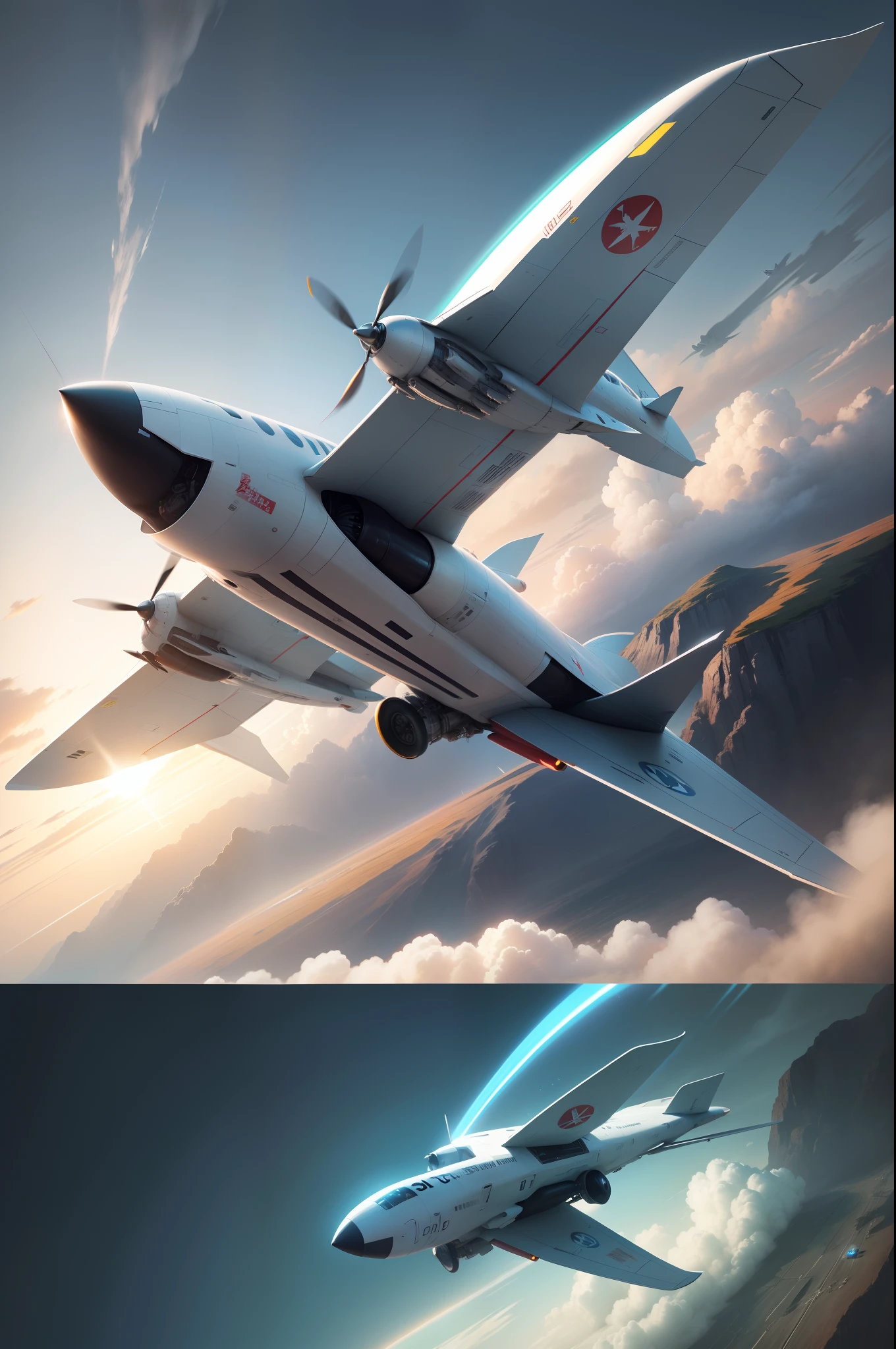 Sci-fi concept of a sixth-generation aircraft flying at extreme speed。