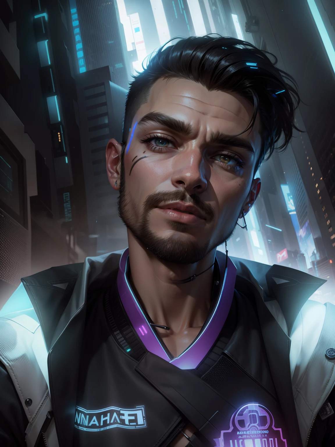 Change background, Cyberpunk Handsome boy,realistic face,8k,ultra