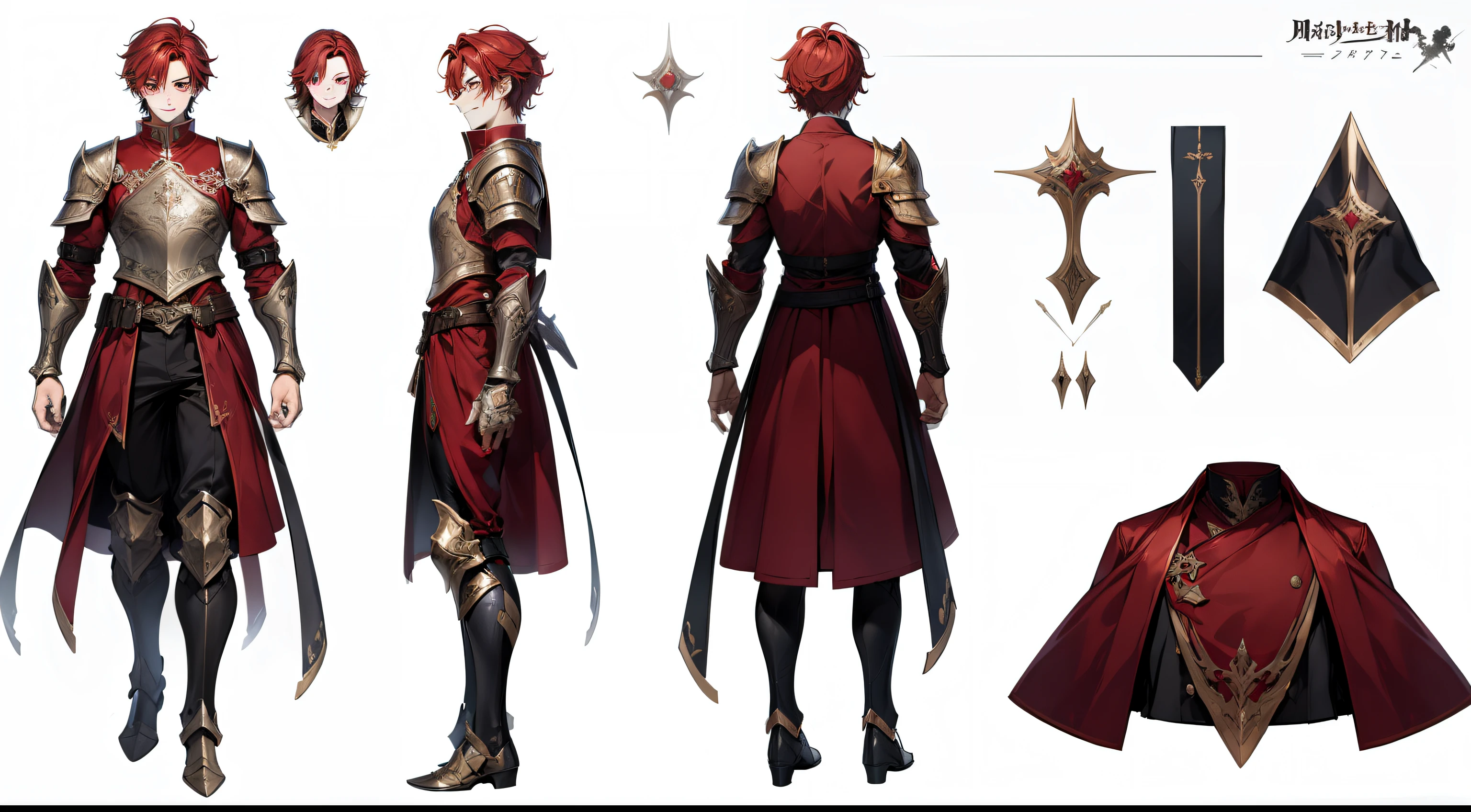 Concept ART , Human Male Adult  , red wearing jester Clothing , Full body 