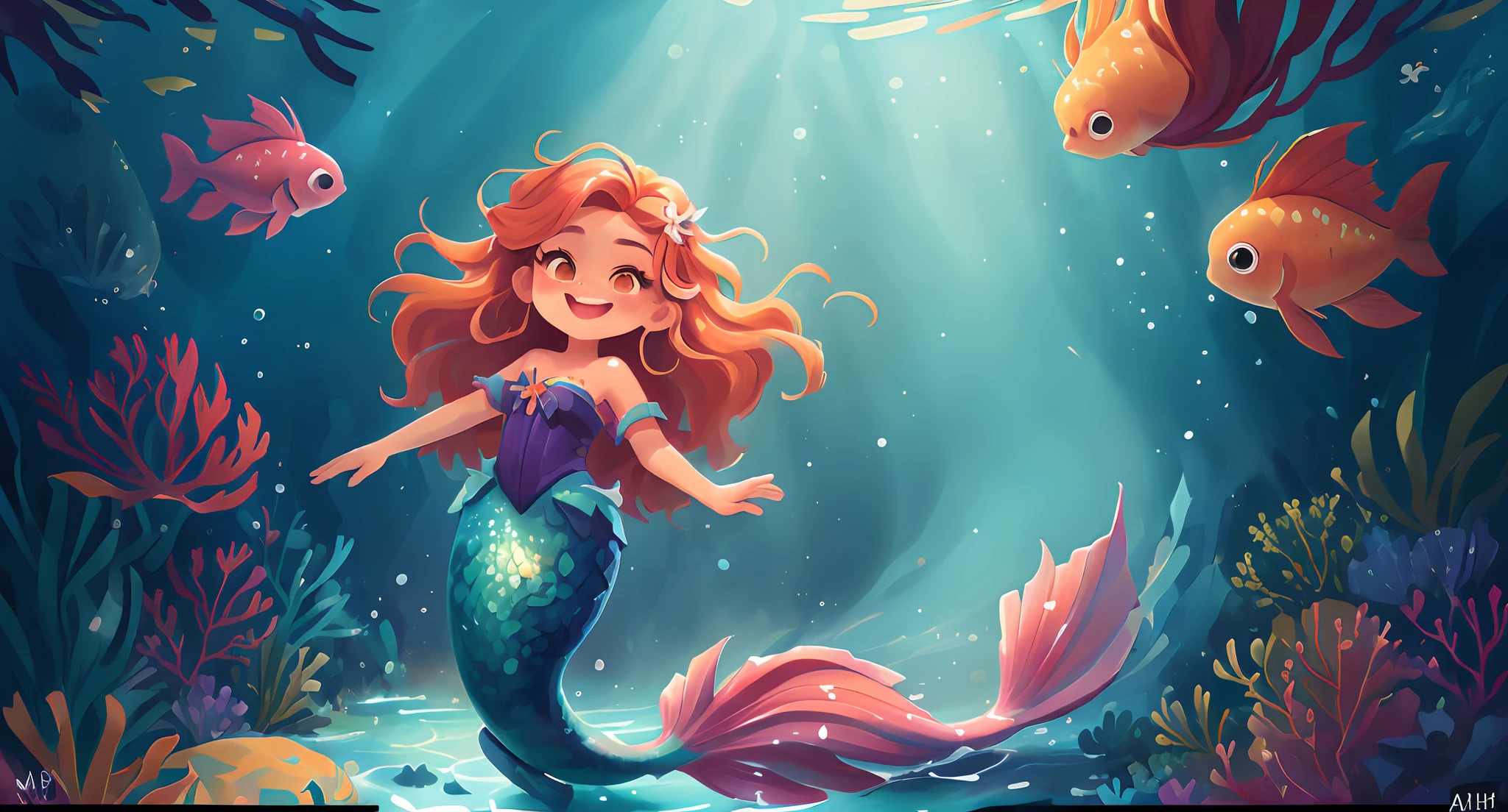 Sereia dos desenhos animados full body, mermaid com peixes vermelho, rosa, amarelo corais no fundo do oceano coloridos, Cabelos Longos, menina sereia, com cauda de sereia, arte digital detalhada bonito, beautiful high-resolution detailed eyes, Belo estilo de arte, splash arte sereia, bela arte digital, Arte Wallpaper 4K, arte detalhada bonito, painting digital adorable, arte fofa, fanart detalhado, no mar, estilo aquarela, desenho em 2D Sereia dos desenhos animados full body, Random character sheet positions, mermaid com peixes vermelho, rosa, amarelo corais no fundo do oceano coloridos, Cabelos Longos, menina sereia, com cauda de sereia, arte digital detalhada bonito, beautiful high-resolution detailed eyes, Belo estilo de arte, splash arte sereia, bela arte digital, Arte Wallpaper 4K, arte detalhada bonito, painting digital adorable, arte fofa, fanart detalhado, no mar, estilo aquarela, 2D drawing direction: Veronica Ruiz de Velasco, by Almeida Júnior, inspirado em Claire Hummel, Directed by: Emma Rios, menina bonita sorridente, Directed by: Márta Lacza, desenho infantil
