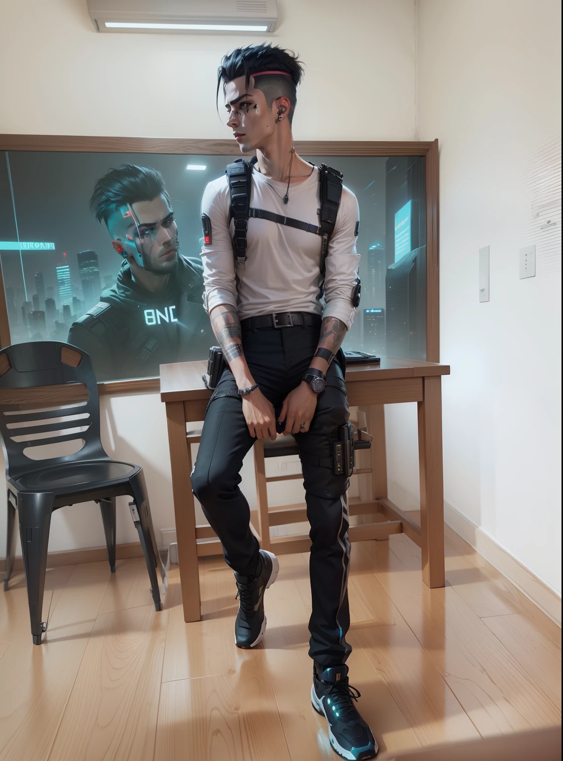Change background cyberpunk handsome boy, realistic face, 8k, ultra realistic,