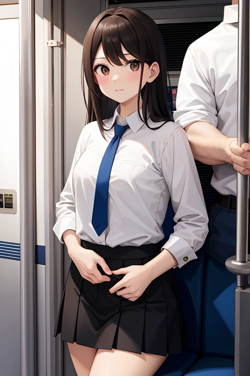 pieces fly、masterpiece、highest quality、Super detailed、High resolution、High resolution、8K portrait、Unity 8k壁紙のHigh resolutionCG、unity 8k wallpaper、可愛i type little:1.5、:1.5、Highly detailed CG unity 8k wallpaper、realistic、real person、可愛i type little、 portrait photography、shiny skin、High resolution、(:1.2)、(1 girl)、beautiful clear eyes、very detailed explanation、delicate face、nice lips、slender body、 thin waist、thin feet、(on the train:1.6)、i type, perfect face, seriously, (blush:1.5),(brown hair bob,:1.3),((there are many people nearby:1.4)),(small breasts:1.2),(school uniform:1.2)((clothing lift:1.5))((I have nipples)),detailed explanation,vagina,vaginaを表示,spread,feet,spread、(((vagina内で絶頂:1.5)))