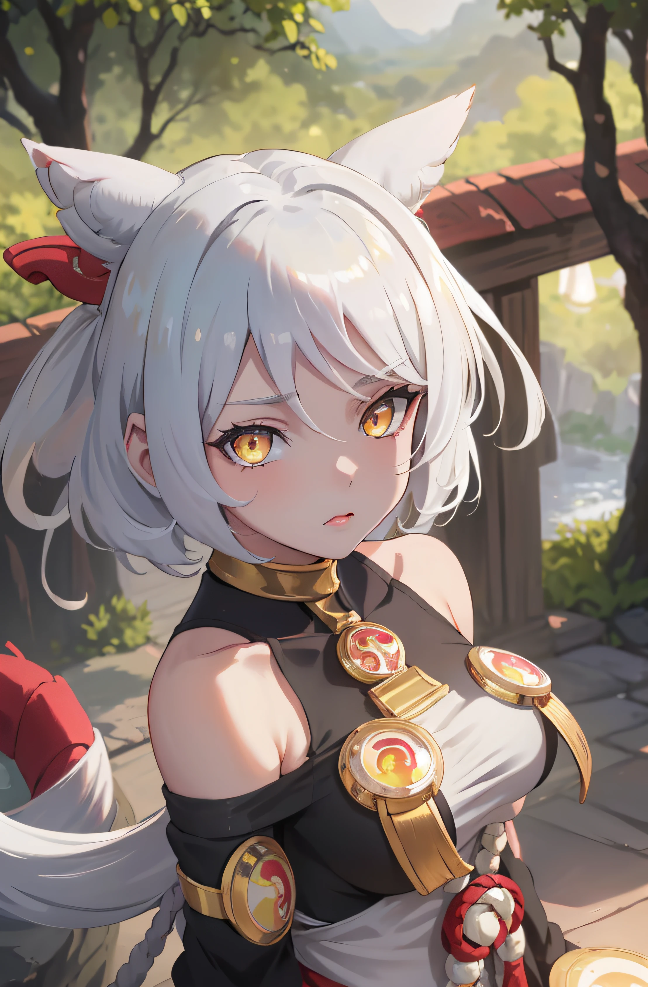 1girl,  white hair, yellow eyes,   portrait, realistic, towel, (onsen), sidelighting, wallpaper, nsfw, white hair, yellow eyes,  (animal ears|red horn:0.85),navel,(masterpiece,best quality:1.5),fiction art, RAW photo, best photo, best photo quality, 8k quality, 8k ultra, fair skin, (bright eyes), detailed eyes, beautiful hair, magical light, (masterpiece,best quality:1.5), soft lighting,gorgeous light and shadow ,sunny