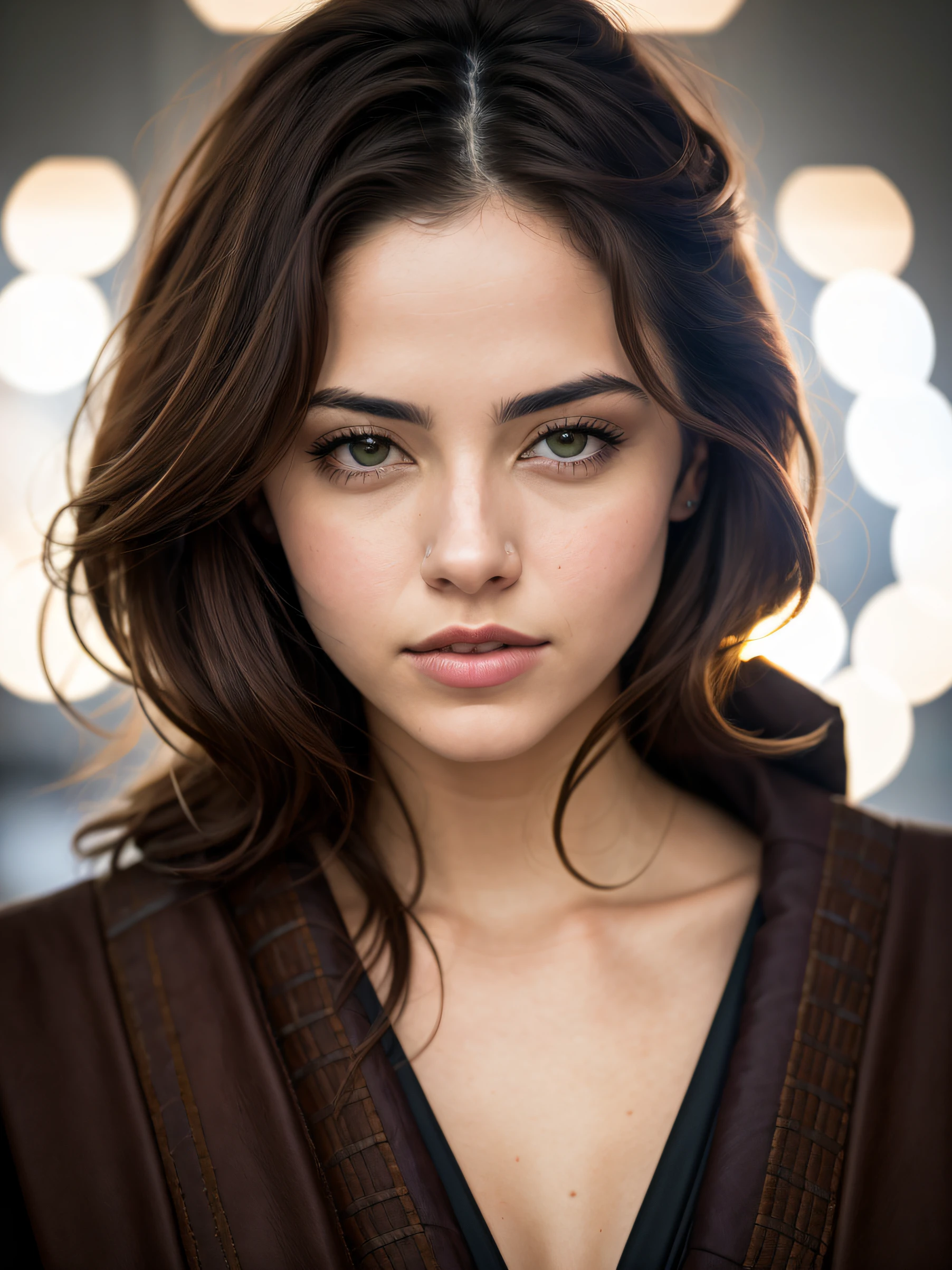 mulher com cabelos curto, foto retrato suave 8 k, beautiful portrait lighting, medium portrait soft light, cinematic portrait, foto de uma mulher bonita, beautiful fine face features, retrato de corpo inteiro, retrato de beleza detalhado, rosto bonito fotorrealista, retrato de alta qualidade, rosto perfeitamente iluminado, lindo retrato do rosto, mulher jovem bonita, (inspirada em Denise Goug de Star Wars Andor:1.4)