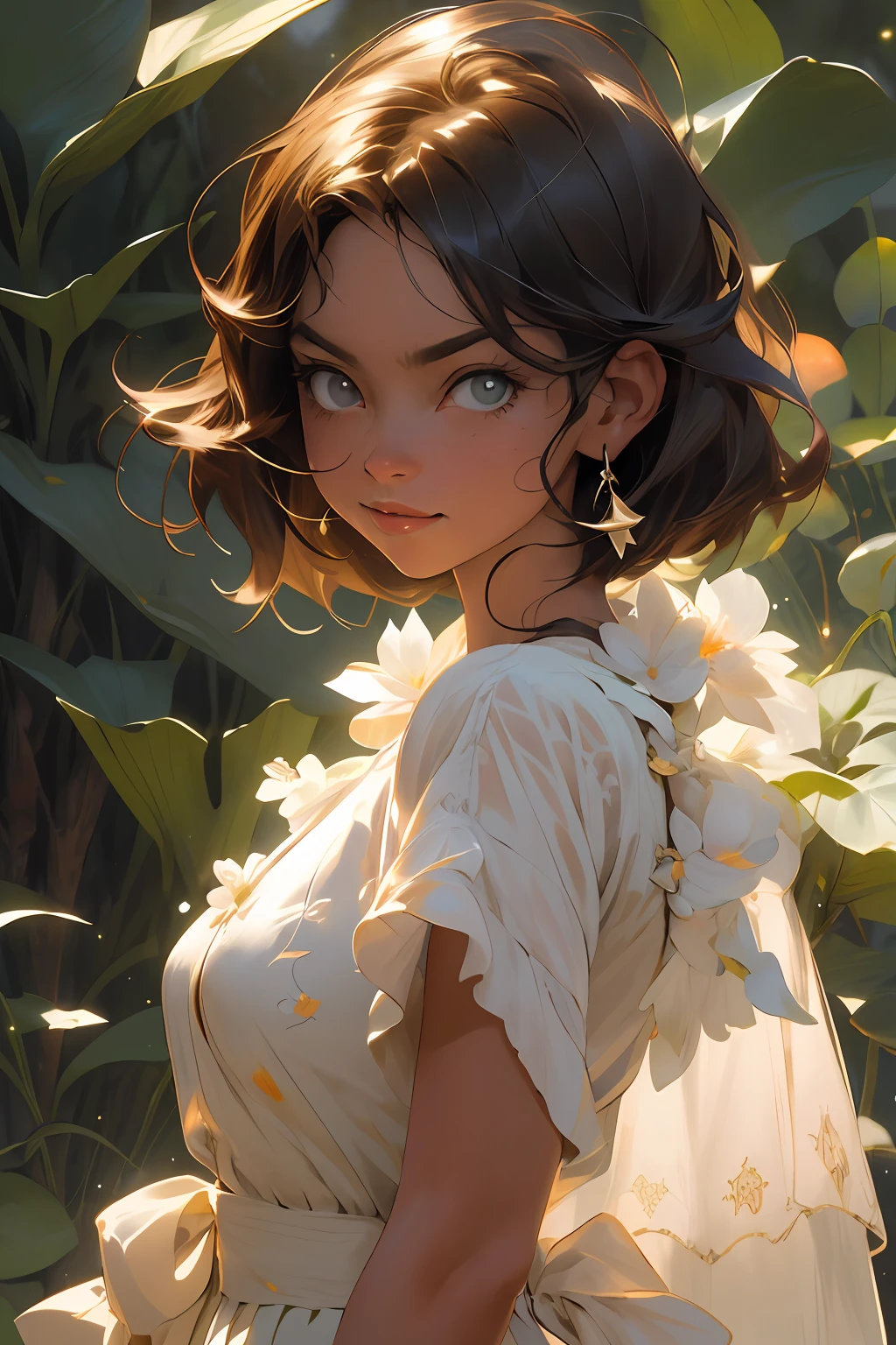 absurdres, highres, ultra detalhado, stubborn lighting, Irreducible, calmo, brilho, obra-prima, melhor qualidade, 1girl, filme de fantasia escura dos anos 90 ainda