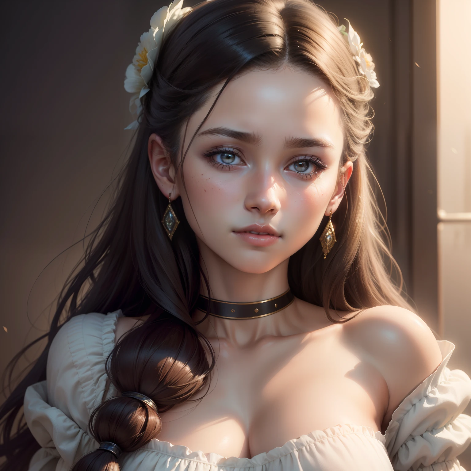 brown hair, blue eyes, ana de armas, hair with many details, beautiful, 8k artgerm bokeh, fanart best artstation, render photorealistic girl, art in the style of guweiz, inspired by WLOP, ig model | artgerm, deviantart artstation cgscosiety, At a party in a ballroom, in a mansion in regency era London, a beautiful young victorian woman, middle-aged woman, ana de armas, wearing a victorian ball gown with bare shoulders, covering her arms with an extremely luxurious coat, white skin, updo hair, brown hair, extremely detailed blue eyes, detailed symmetric realistic face, extremely detailed natural skin texture, masterpiece, absurdres, nikon d850 film stock photograph, kodak portra 400 camera f1.6 lens, extremely detailed, amazing, fine detail, rich colors, hyper realistic lifelike texture, dramatic lighting, cinestill 800 tungsten, raw photo, high quality, highres, sharp focus, extremely detailed, cinematic lighting, 8k uhd