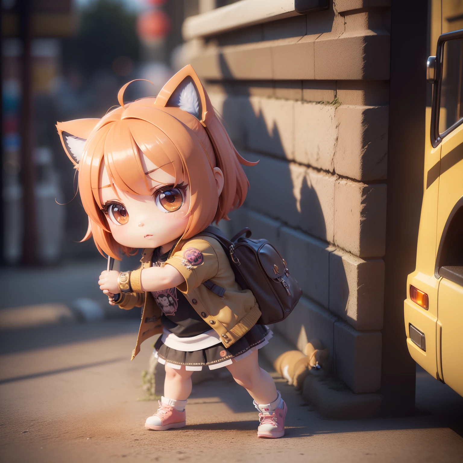 (((chibi3d))) (best quality), (masterpiece), a detailed 3D chibi rendering in the style of anime, featuring a cute dog and 曼殊沙華, (chibi3d:1.1), (曼殊沙華:1.3), (bus:1.3), (8K resolution), vibrant colors, intricate details, (award-winning:1.2)