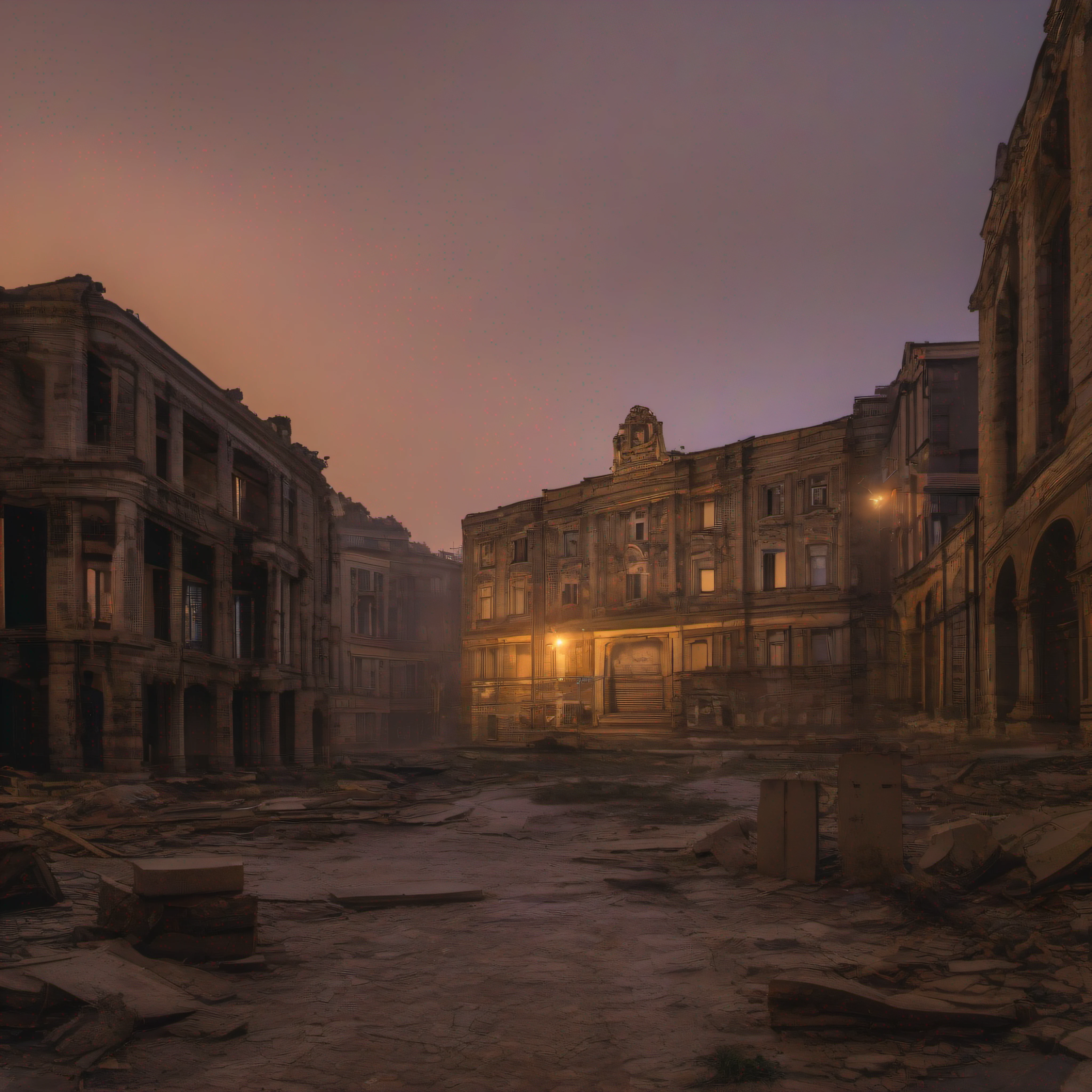 (masterpiece:1.2), (8k:1.2), (city:1.3), (night:1.1), (empty:1.4), (ruins:1.1), (eerie:1.1)