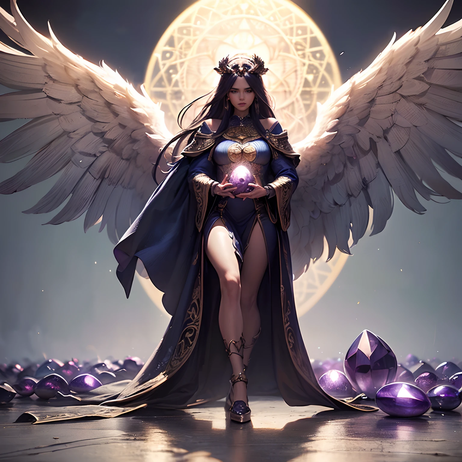 (extremely high-resolution), (qualidade de obra-prima), beautiful body, wings in place of arms (Harpia: 1.3, Gorgona: 1.2), asas gigantes, dentes afiados, penas, (sombra e luz), THREATENING, sinistra, Beautful, dinamic angle, de perfil, de lado