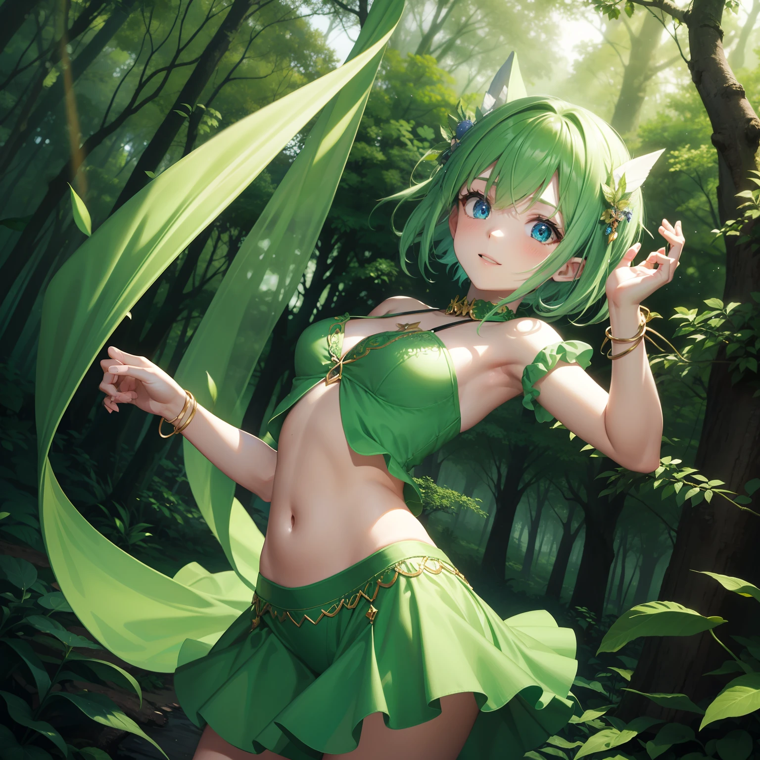 Dancing alone in the forest, green pupil fairy