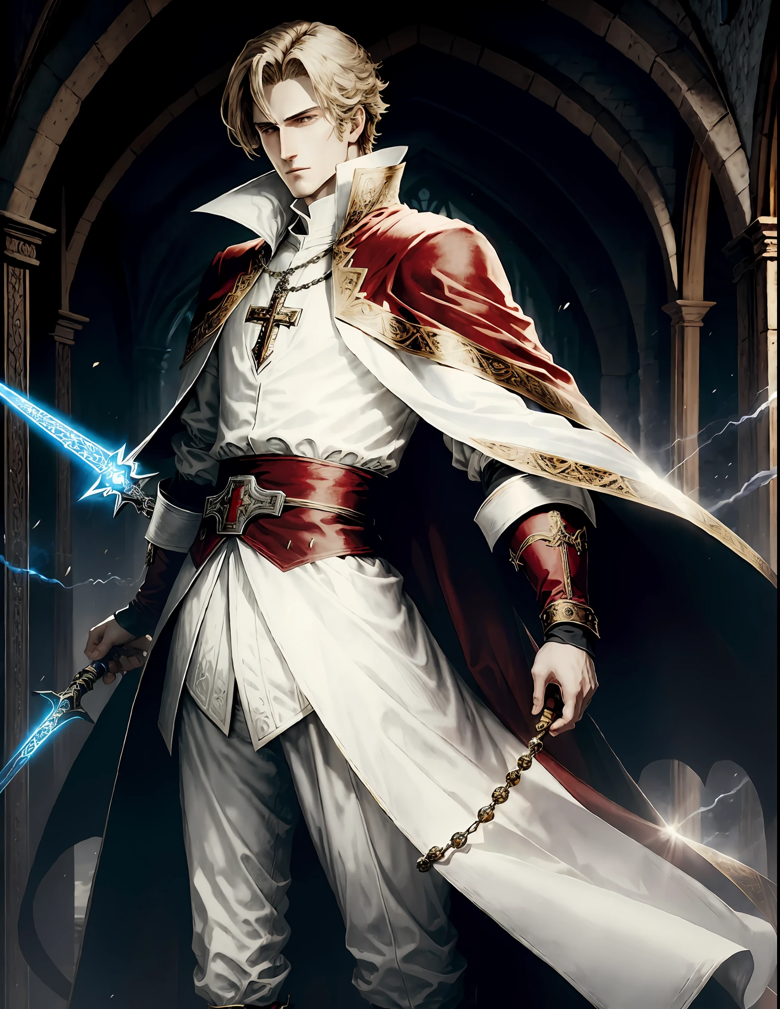 Henry Gerard is Edward's friend in Castlevania, and he is also a vampire hunter much like Edward under the organization "Saber Cross." Henry was appointed as a priest and possesses exceptional intelligence. He is skilled in harnessing light-related magical powers. A proficient companion to Edward, Henry effortlessly solves complex problems. He dons a white outfit with a priestly cloak and wields a rosary, using it to recite powerful incantations.