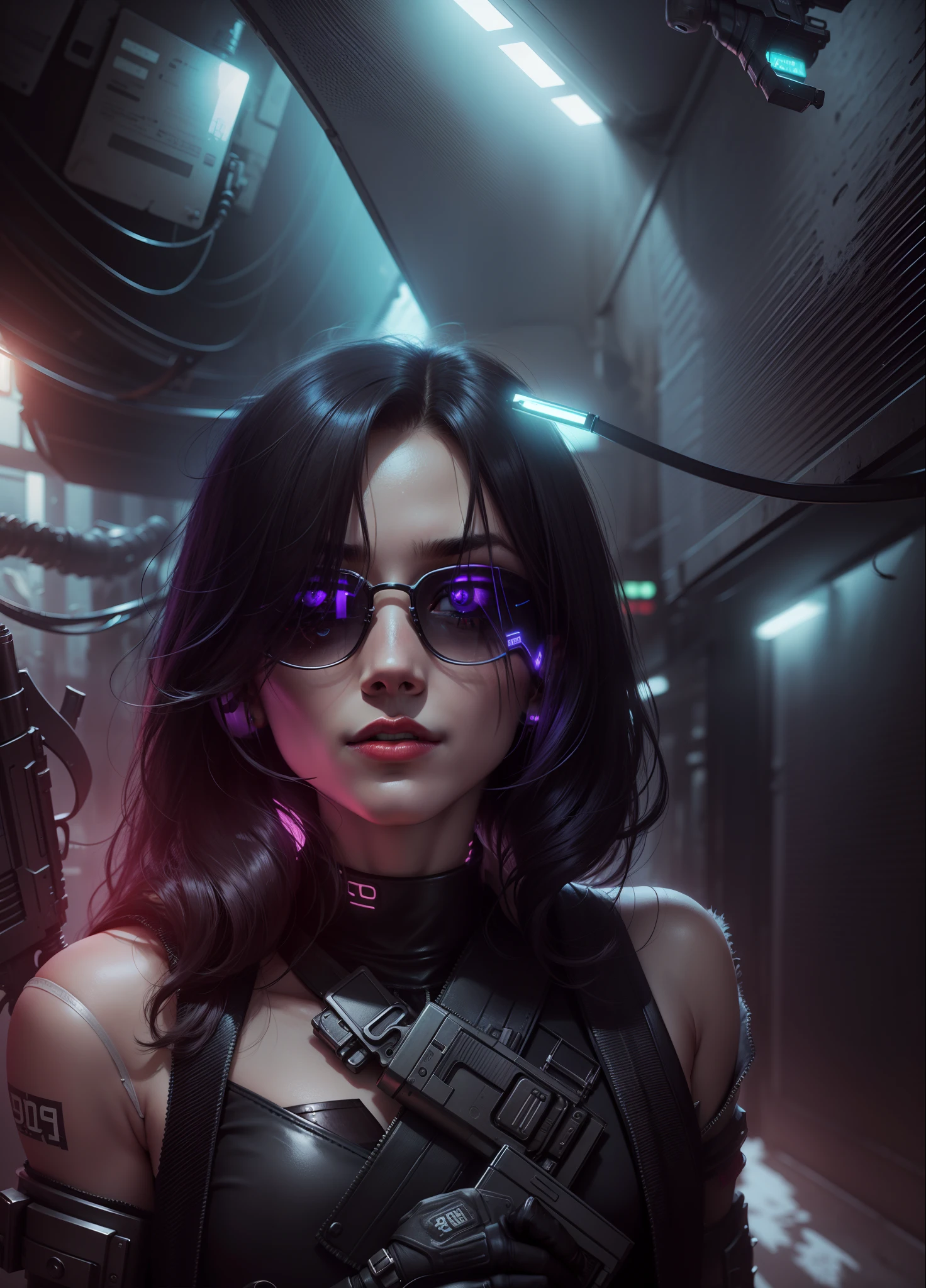 cyber punk perssonage，Wasteland，lipsticks，guns