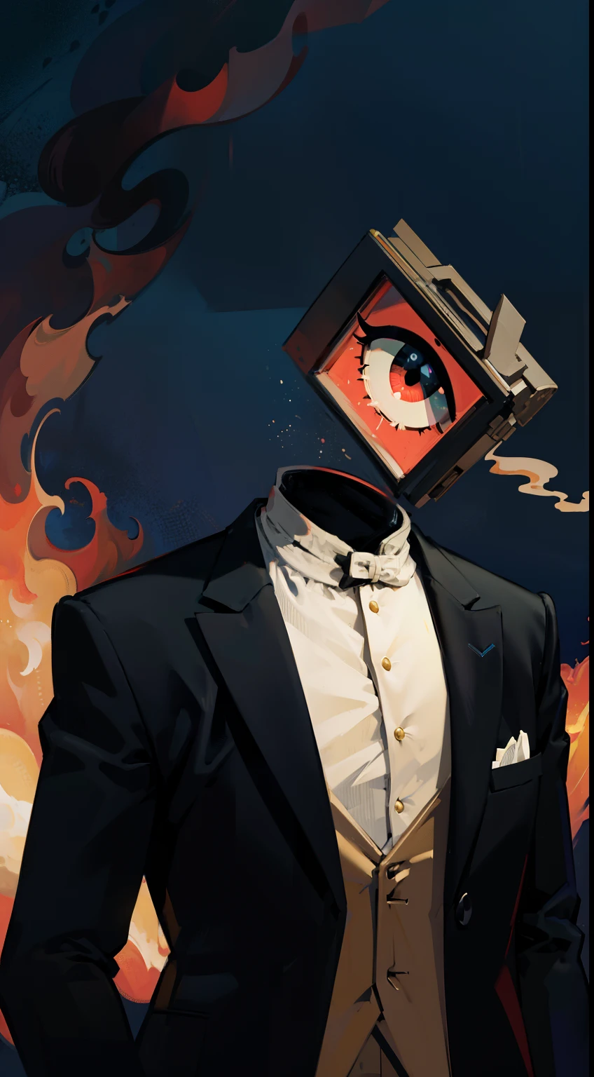 1man, masterpiece,strange head, eye head, eye head,couch, gun, pistol, smoke, formal clothes,suit, white shirt, high details, gorgeous, 4k, BREAK close up, no humans, cinematic, dramatic,contrast, , night,fog, wallpaper, misteryous, digital art,