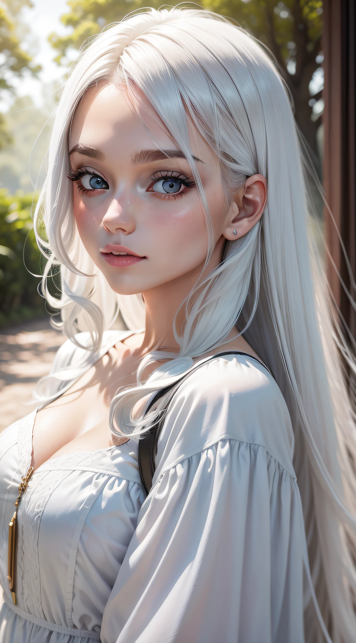 White hair and green eyes