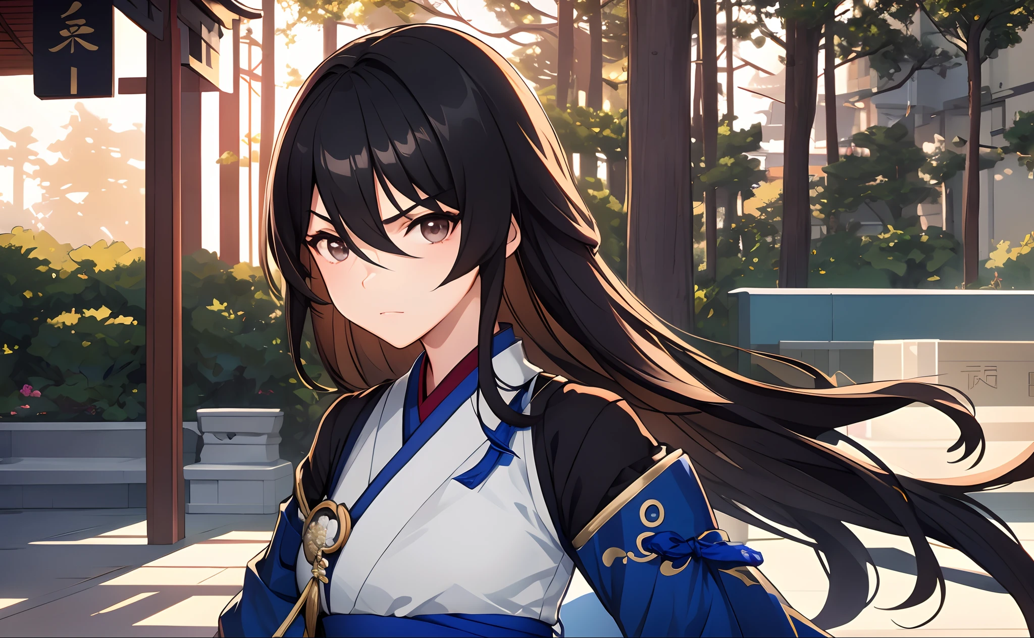 Masterpiece, Professional lighting, photon maping, Radio City, Physically-based rendering,1 girl with black hair, full bodyesbian,The expression is angry， A high resolution,(Hanfu, Ming style),Carrying luggage，He left the sect with an indignant expression