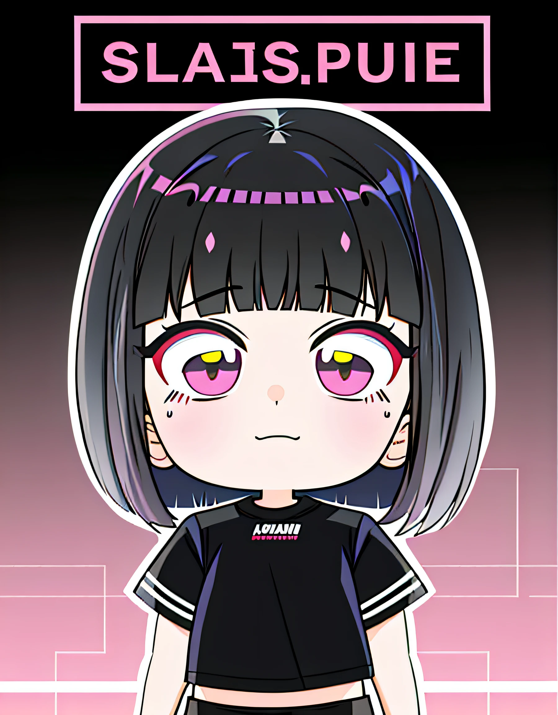 A cartoon girl with black hair and black shirt, portrait of jossi of blackpink, portrait jisoo blackpink, brunette color hair, She has black hair,By bangs, Black hair, official fanart, Blakak hair, black-hair pretty face, jisoo from blackpink, lblsck hair, 🤤 girl portrait, Inspired by Lisa South Kiville, brunette color hair