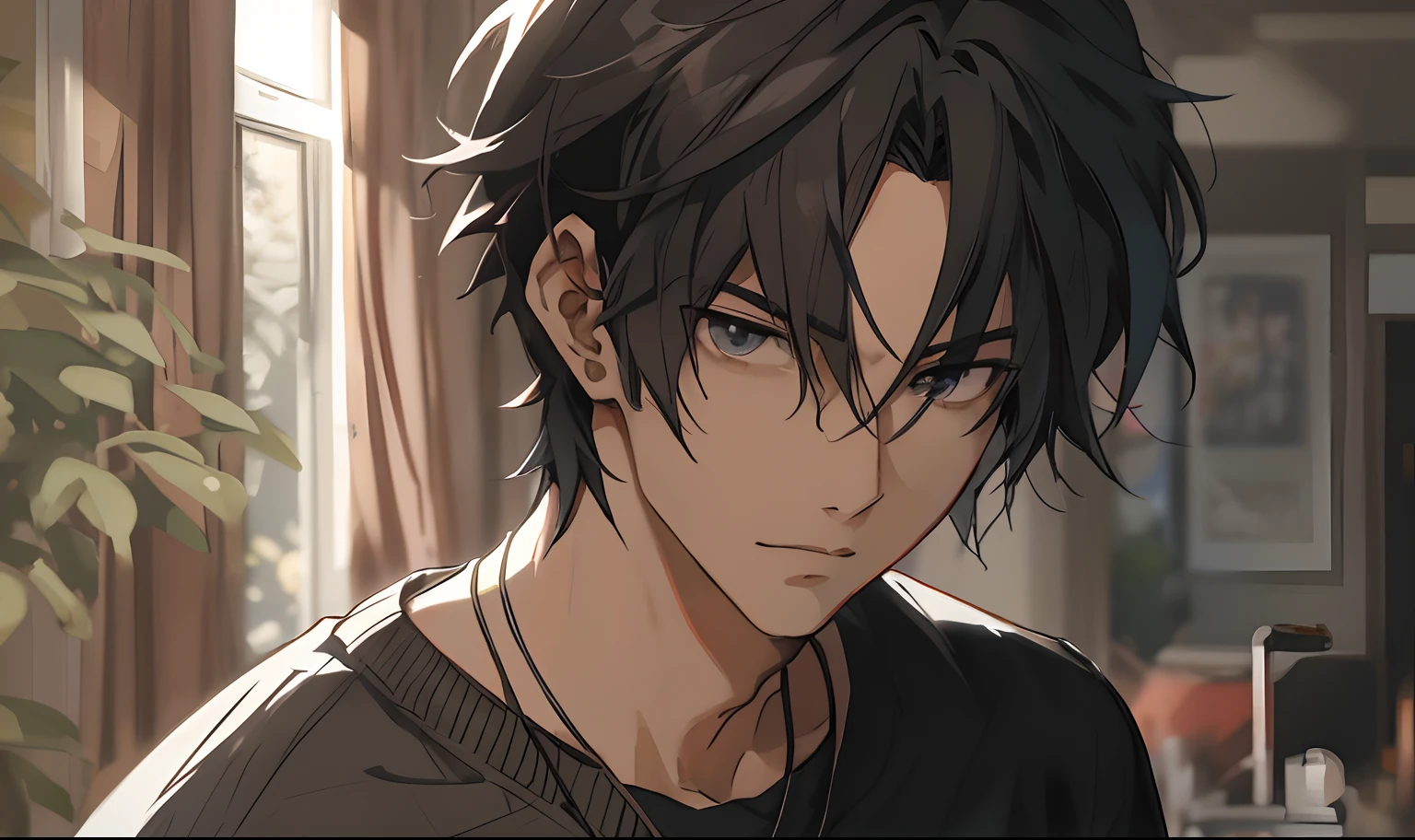 Anime man with black hair and black eyes staring at the camera, Anime handsome man, Handsome anime pose, young anime man, Anime portrait of a handsome man, handsome guy in demon killer art, male anime character, Anime boy, Male anime style, A handsome man,with short black hair, Smooth anime CG art, Tall anime guy with blue eyes, Kawasi