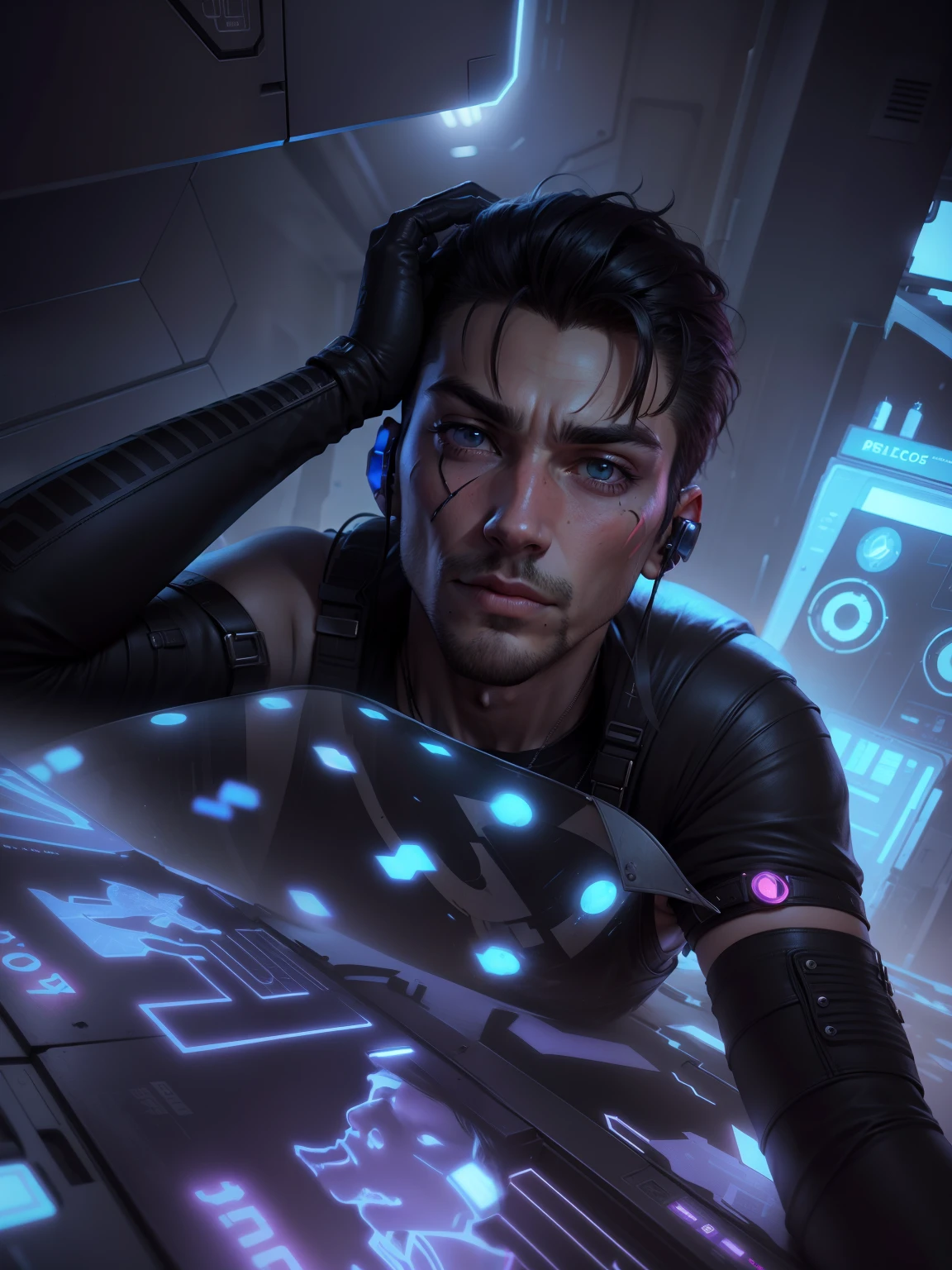 Change begrund cyberpunk handsome boy reallastice face