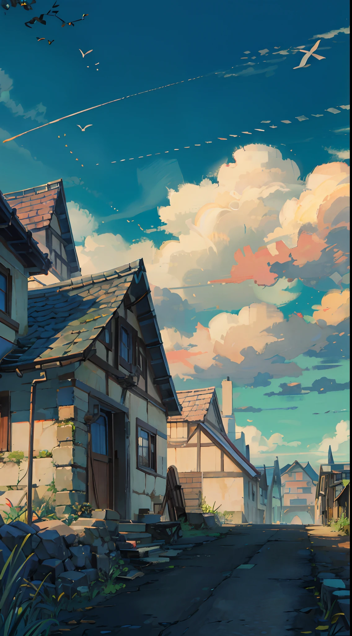 painting of a courtyard with a table and chairs and a bench, anime background art, relaxing concept art, anime scenery concept art, immensely detailed scene, a beautiful artwork illustration, detailed scenery —width 672, studio ghibli environment, highly detailed scene, environment design illustration, beautiful anime scene, ghibli studio style, anime scenery, detailed soft painting, environment painting tree, bush, nature, abondoned