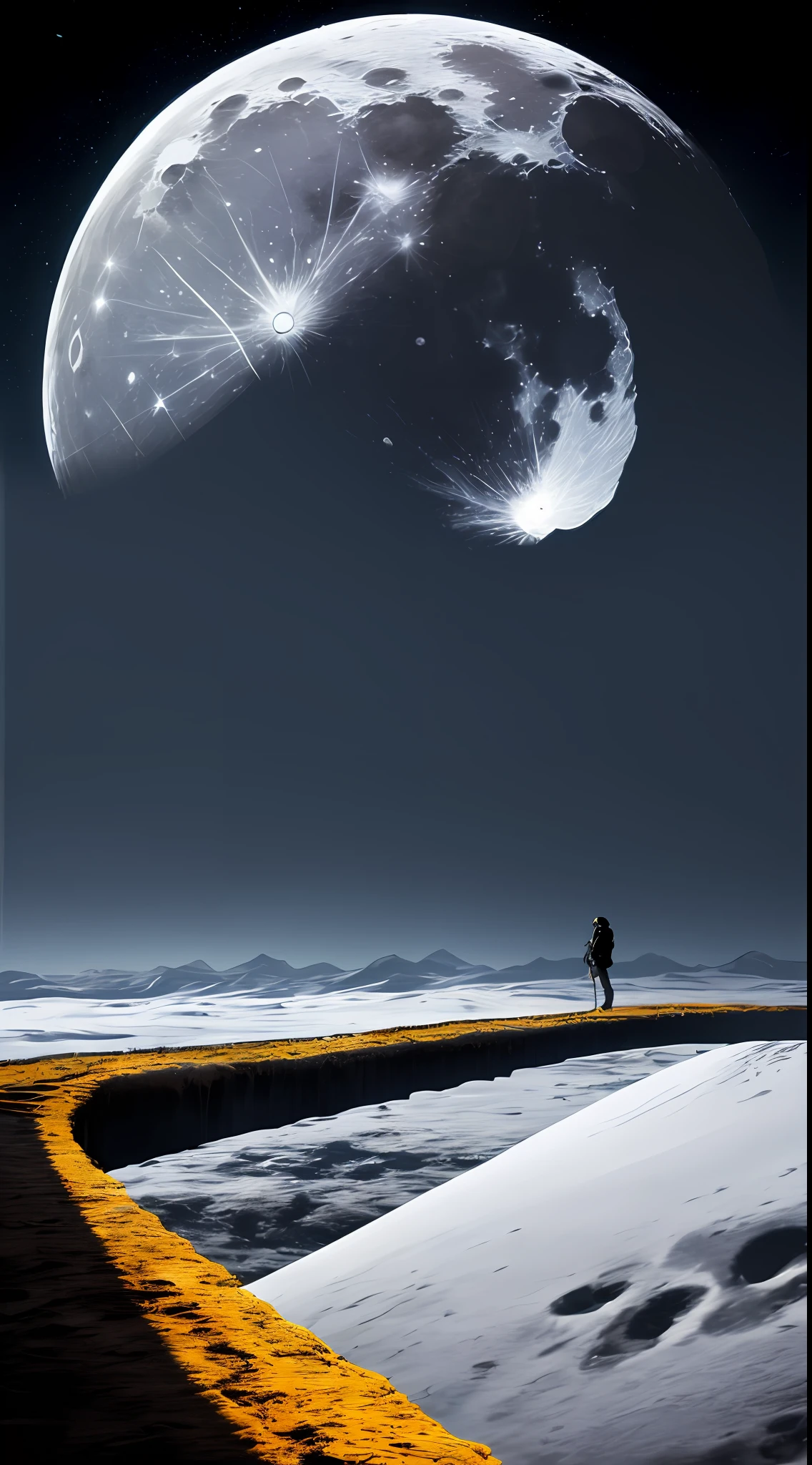 winning artwork,extreme beautiful,8k wallpaper,White Moon,perfect compositions,Shocking work