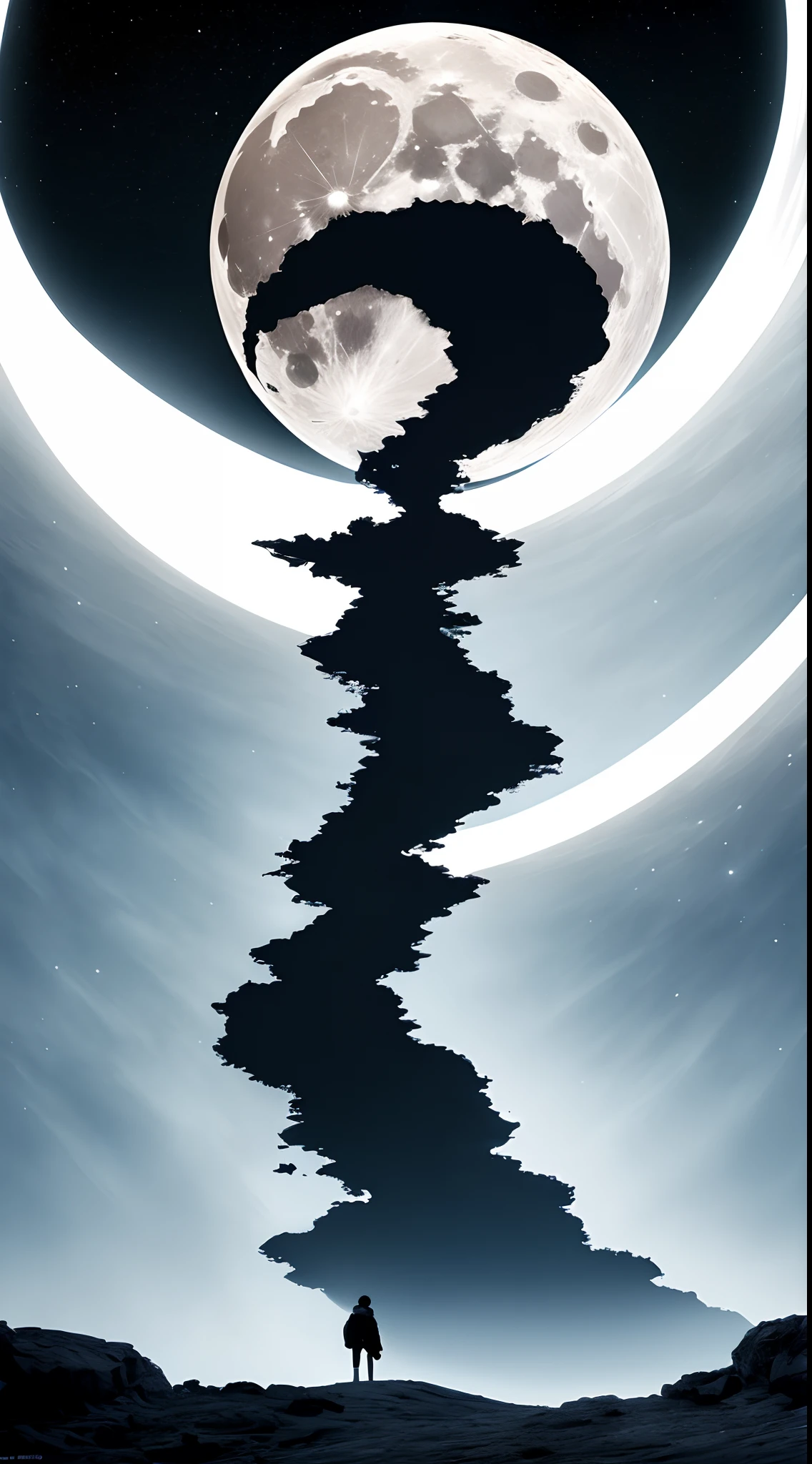 winning artwork,extreme beautiful,8k wallpaper,White Moon,perfect compositions,Shocking work