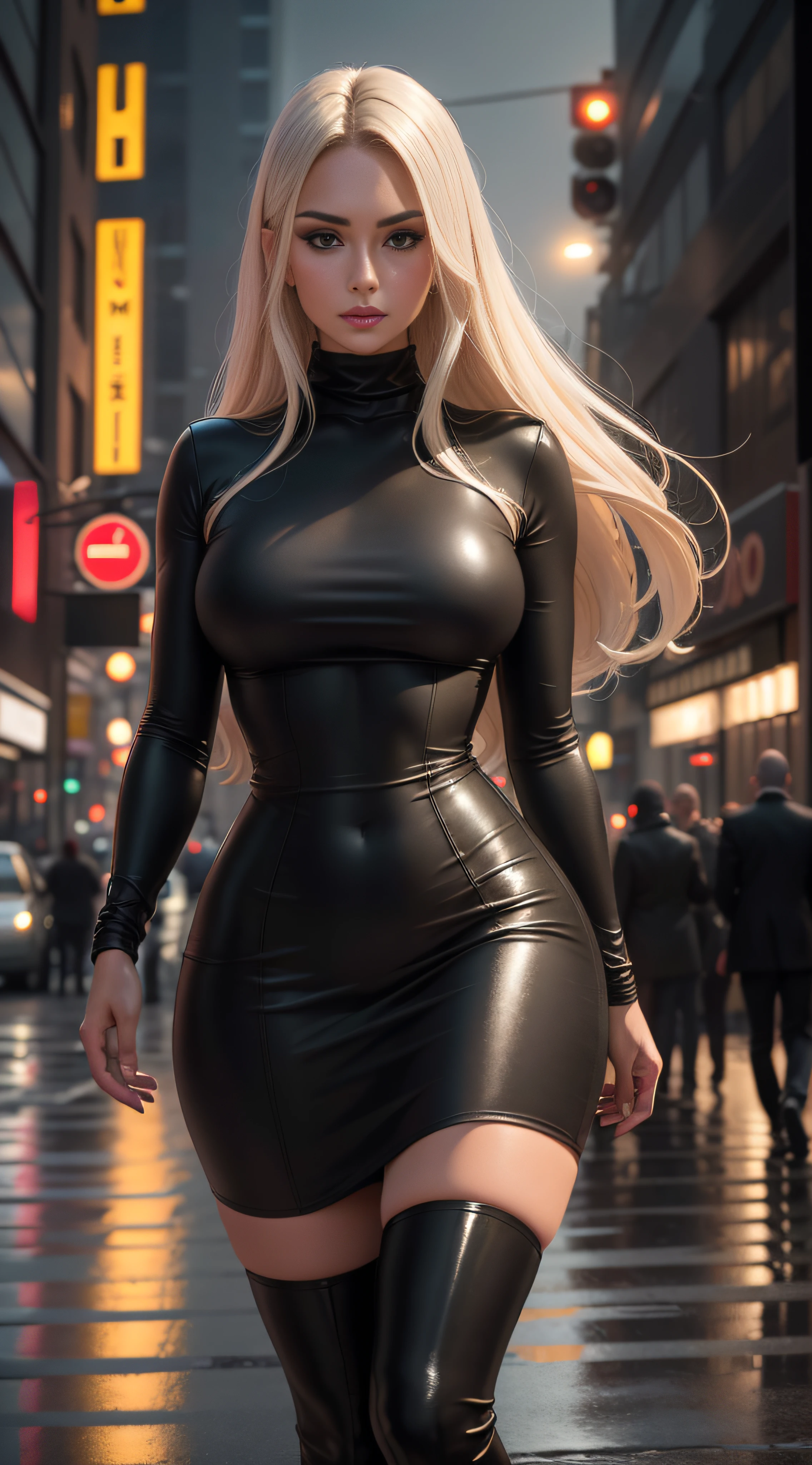 masterpiece,best quality,ultra detailed,highres,high-resolution,4k,4kportrait,8k,8kportrait,unity8kwallpaper,extremely detailed CG,realistic,RAW photo,real person,portrait photography,photorealistic,shiny skin,detailed skin,(((dynamic angle,full body))),German supermodel christina kruse,(Height is 178cm)で(Three sizes are 82cm-61cm-86cm)is,(Hair color is blonde)で,(Eye color is blue)is,(Her face is sharp)で,(Nasal muscles are straight)で,(chin is pointed),Her fashion style is minimalistic,Wear clothes in simple colors and shapes