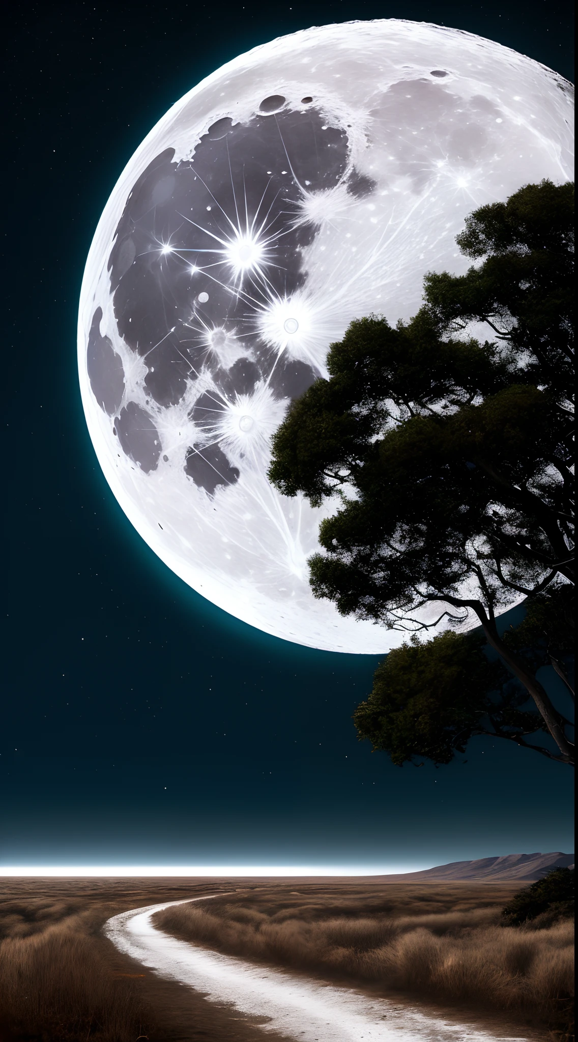 winning artwork，extreme beautiful，8k wallpaper，White Moon，perfect compositions，Shocking work