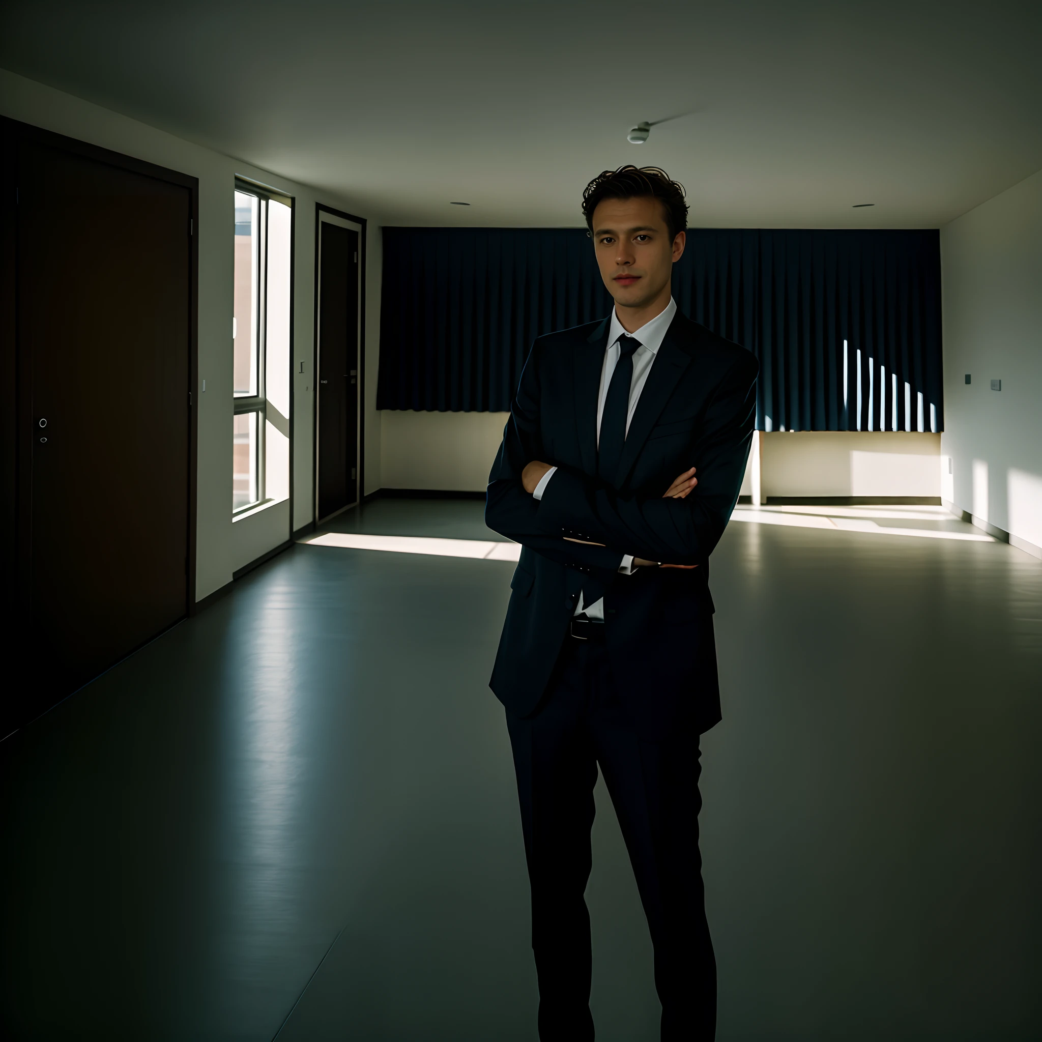 There's a man in a suit and tie standing in a room, photographie commerciale, corporate portait, PDG, Ronen Bekerman, Portrait corporatif, couple Jesper Knudsen, sur fond sombre, Well-lit professional photo, par Dietmar Damerau, par Jonas De Ro, couple Jens Søndergaard, Sascha Schneider