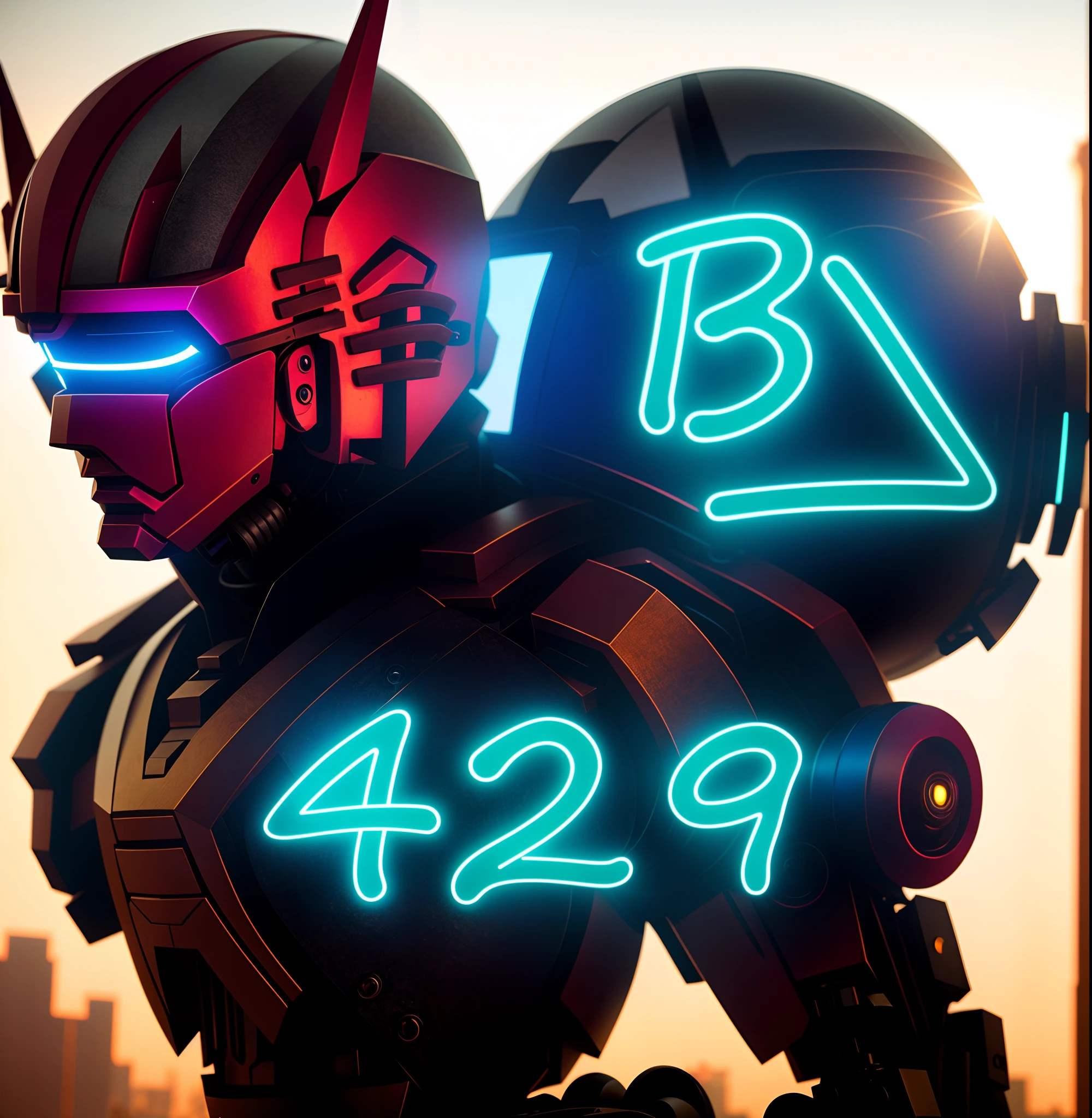 Red and blue, Optimus Prime,(1mechanical boy),solo,Cyberpunk city setting,Mech helmet, robot,A glowing mech,((ultra realistic details)), portrait, global illumination, shadows, octane render,8k, ultra sharp,metal,intricate, ornaments detailed, cold colors, egypician detail, highly intricate details, realistic light, trending on cgsociety, glowing eyes, neon details, machanical limbs,bloo