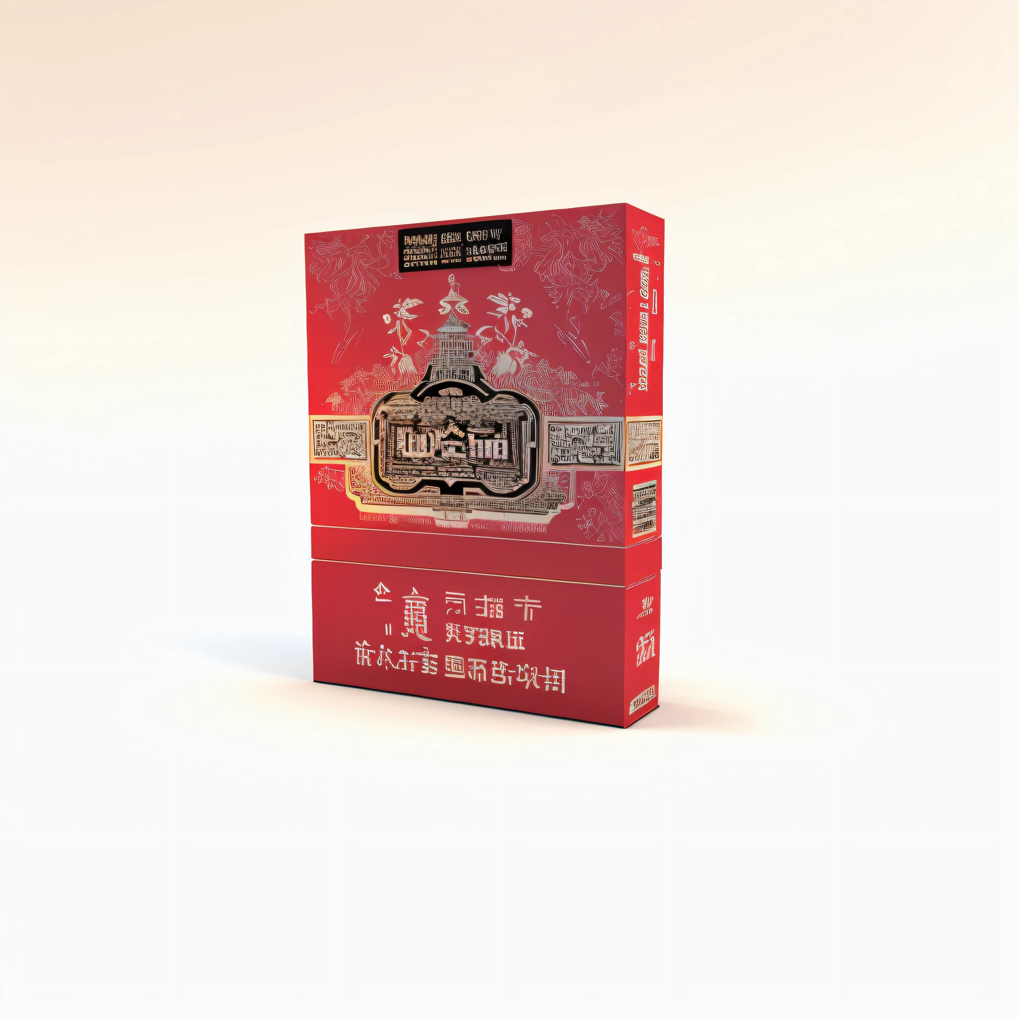 There was a box of cigarettes，There is a label on it,  High quality 3D realistic, 3 d product render, 3d product, high quality topical render, a digital rendering, with 3d render, with 3 d render, rendered in keyshot, overlaid with chinese adverts, pbr render, rendered in povray, Product rendering，Yellow crane tower