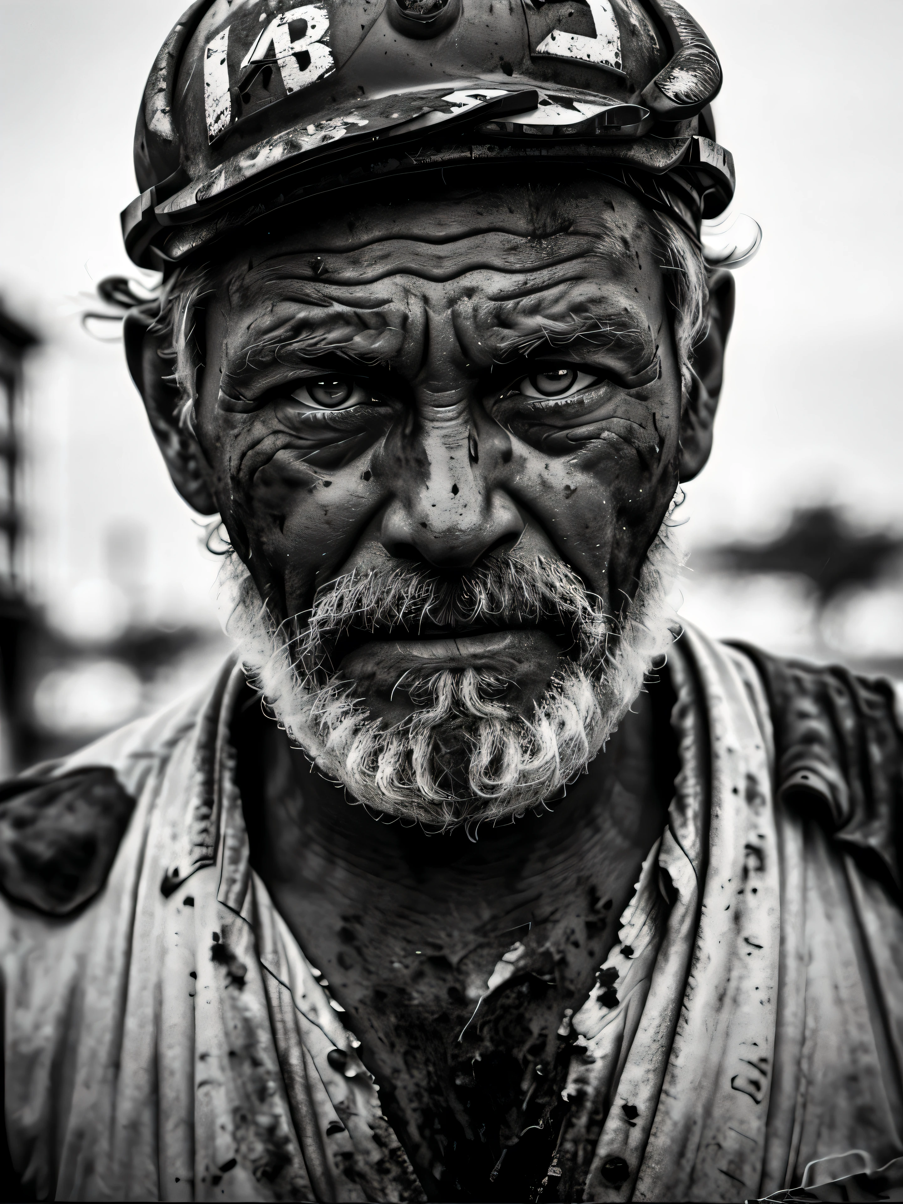 dirty construction worker, documentary photography, photojournalism, pulitzer prize winning essay, candid, black and white, bw,draganv2