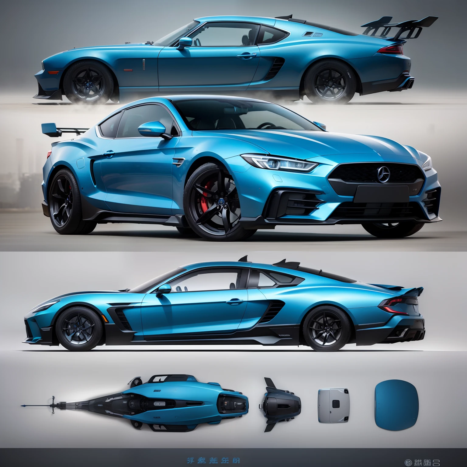 A blueprint for a vehicle that mixes all the characteristics of a car。