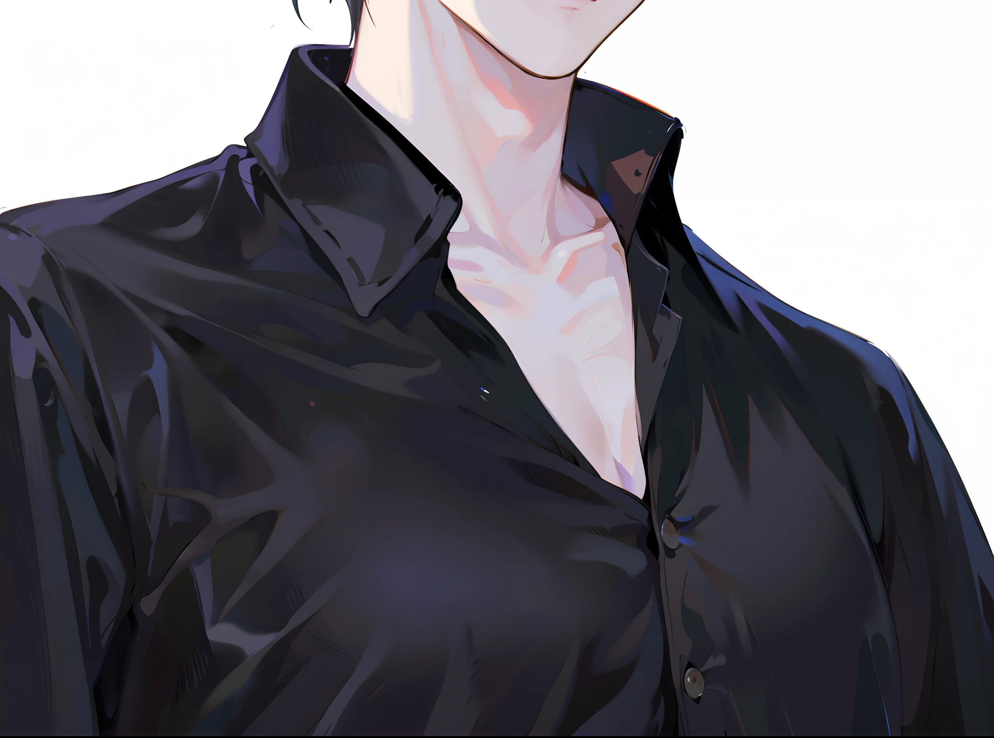 black shirt,The neckline is open