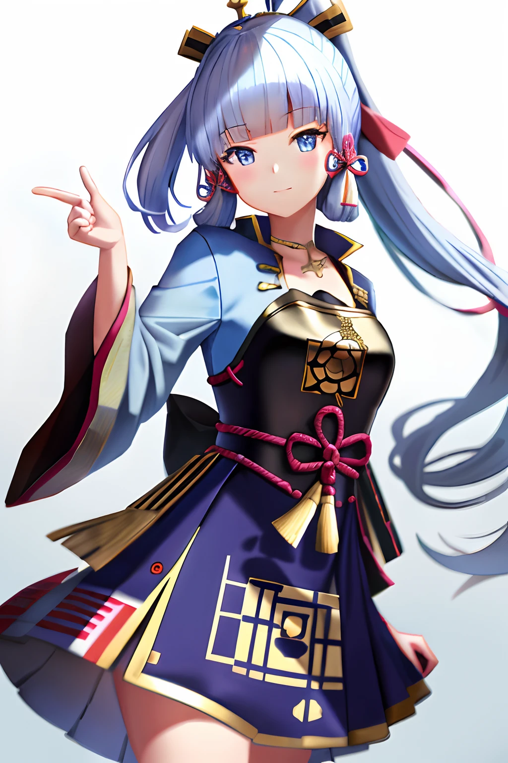 Anime girl in blue dress and white silk，Wearing a hat and a sword, onmyoji portrait, cute anime waifu in a nice dress, 8K high quality detailed art, high detailed official artwork, Smooth anime CG art, Onmyoji detailed art, A scene from the《azur lane》videogame, anime moe art style, anime styled 3d, Detailed digital anime art, azur lane style