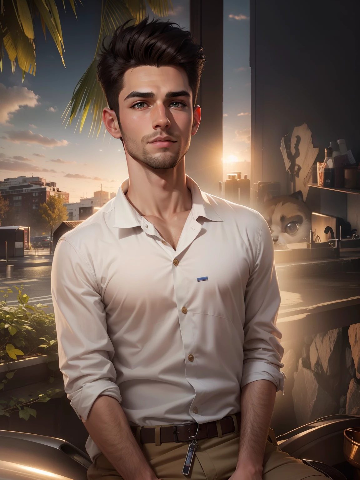 handsome boy with ultra realistic,change background