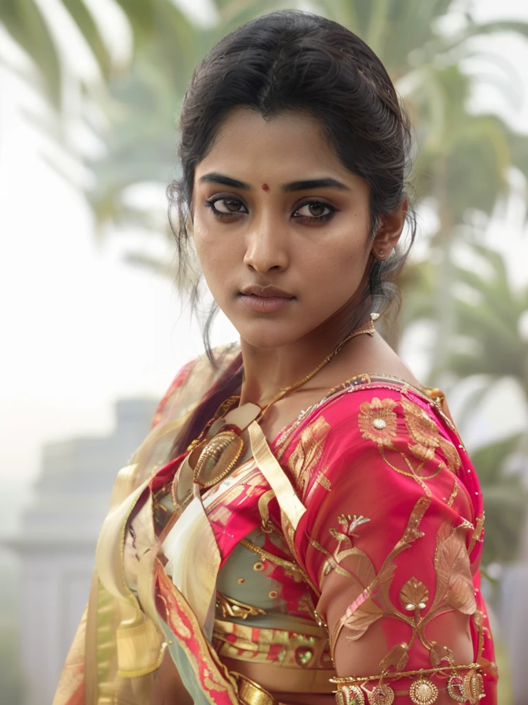 Btflindngds, a beautiful Indian girl, (intricate:0.1) eyes, mid shot, photograph by artgerm and (greg rutkowski:0.3), high resolution photo