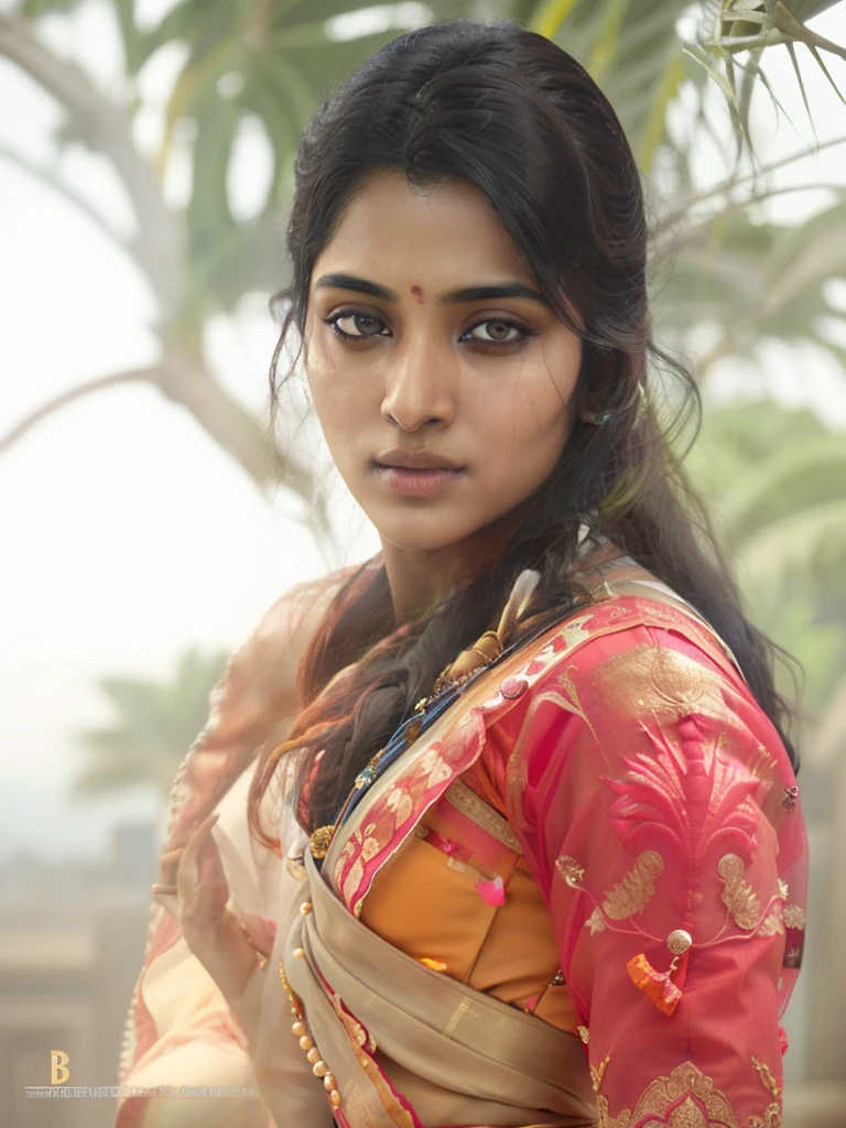 Btflindngds, a beautiful Indian girl, (intricate:0.1) eyes, mid shot, photograph by artgerm and (greg rutkowski:0.3), high resolution photo