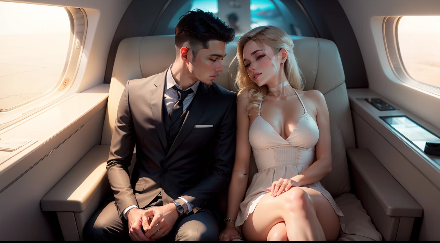 2 couple romantic thumbnail in private jet