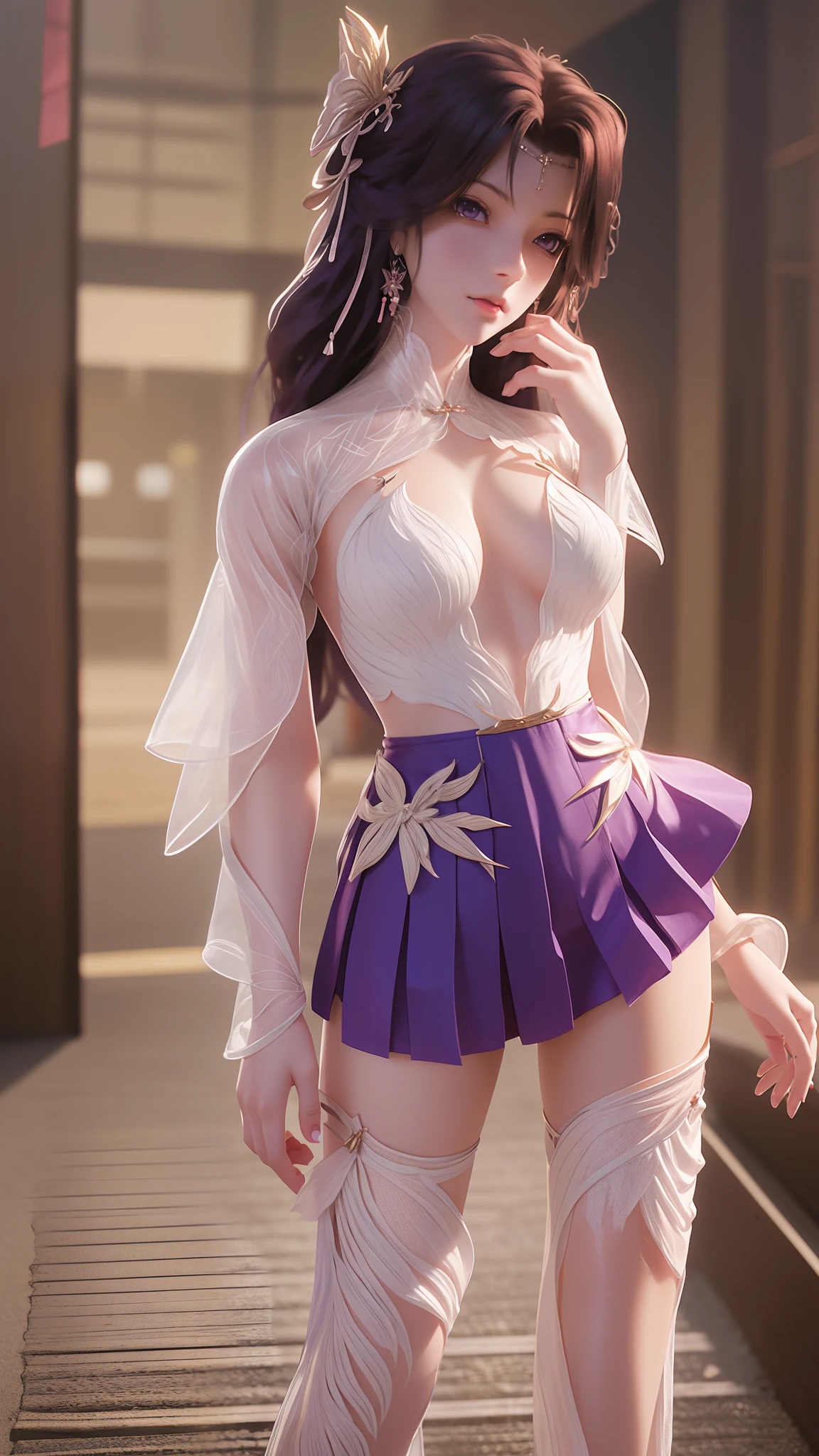 anime - style image of a woman in a short skirt and shirt, seductive anime girls, Smooth anime CG art, Surrealism female students, Surrealism female students, thighhighs and skirt, photorealistic anime girl rendering, beautiful and seductive anime woman, Realistic schoolgirl, Realistic anime 3 D style, 3 d anime realistic, Beautiful Anime High School Girls