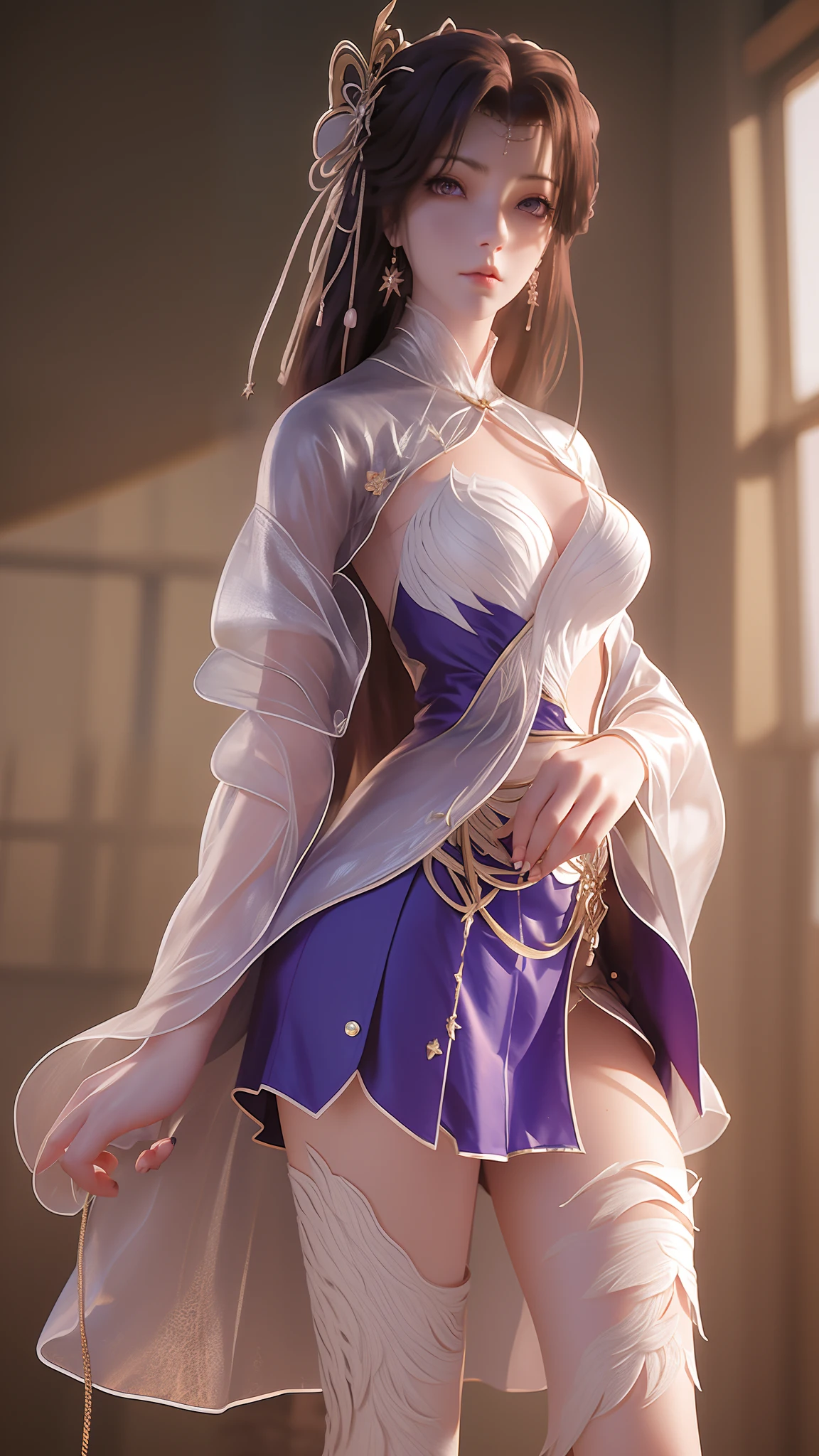 anime - style image of a woman in a short skirt and jacket, a photorealistic painting by Kentaro Miura, Trend of CGsociety, conceptual art, Smooth anime CG art, made with anime painter studio, Realistic anime 3 D style, photorealistic anime girl rendering, drawn in anime painter studio, Photorealistic anime, anime styled 3d, 3 d anime realistic